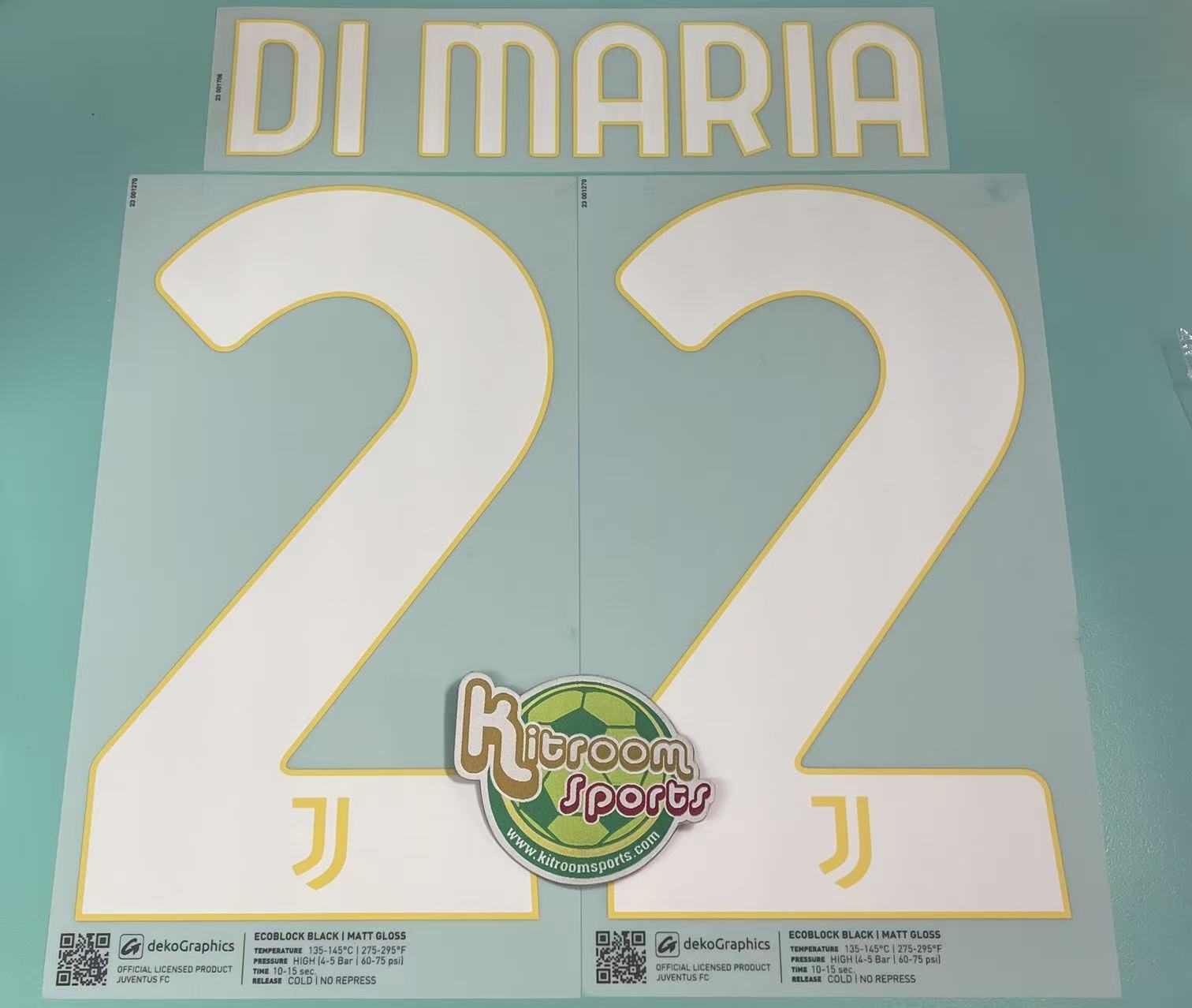 2023-24 Juventus Home Nameset #22 DI MARIA