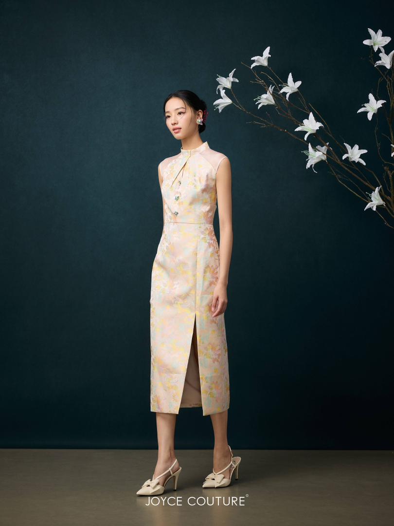 绿色玻璃钮扣旗袍 D0360