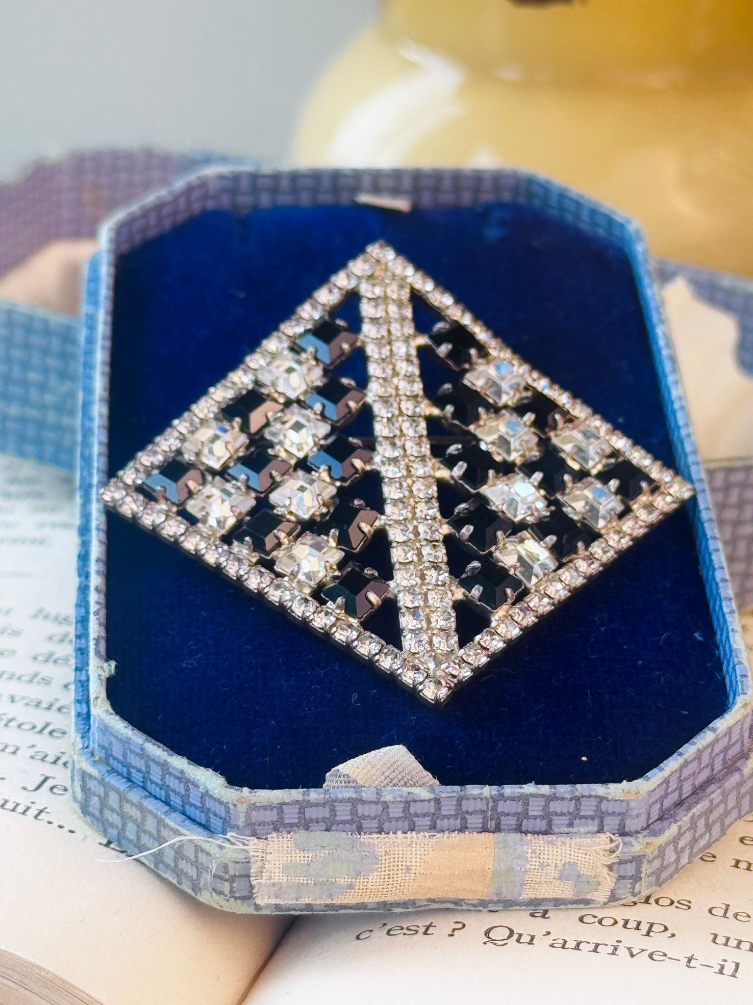 Vintage Mid-Century Art Deco Style Sparkling Chessboard Brooch(MT2589-12)