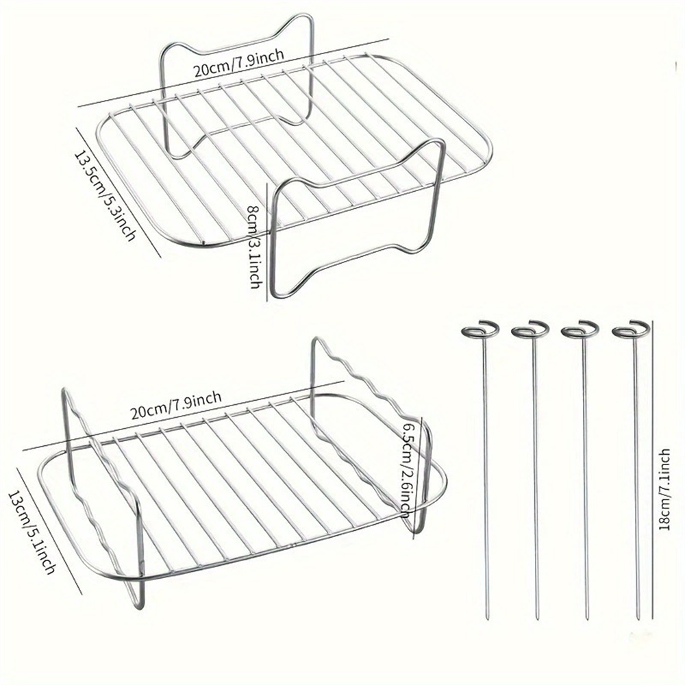 不鏽鋼雙層烤架蒸架 含4支烤簽 UB0264