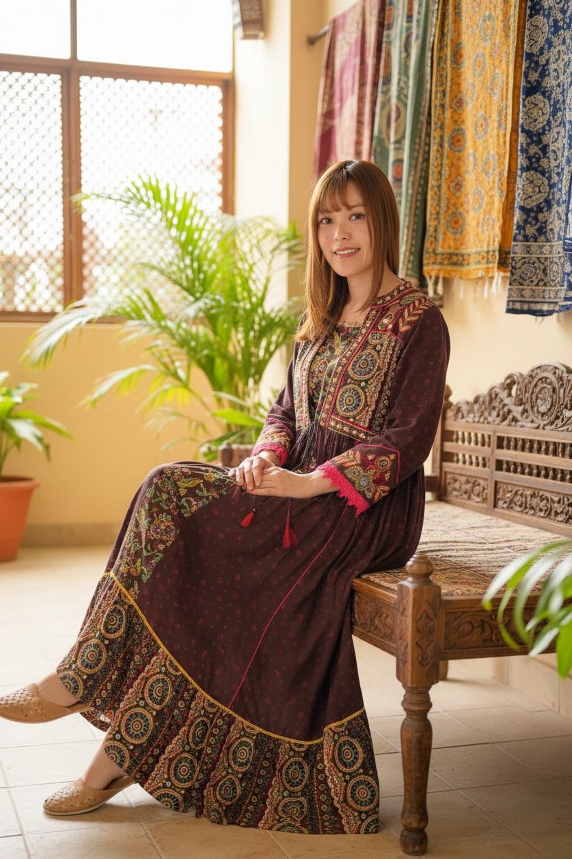 1663 Brown X Purple Mandala Set of 2 Sleeveless OP+Outer