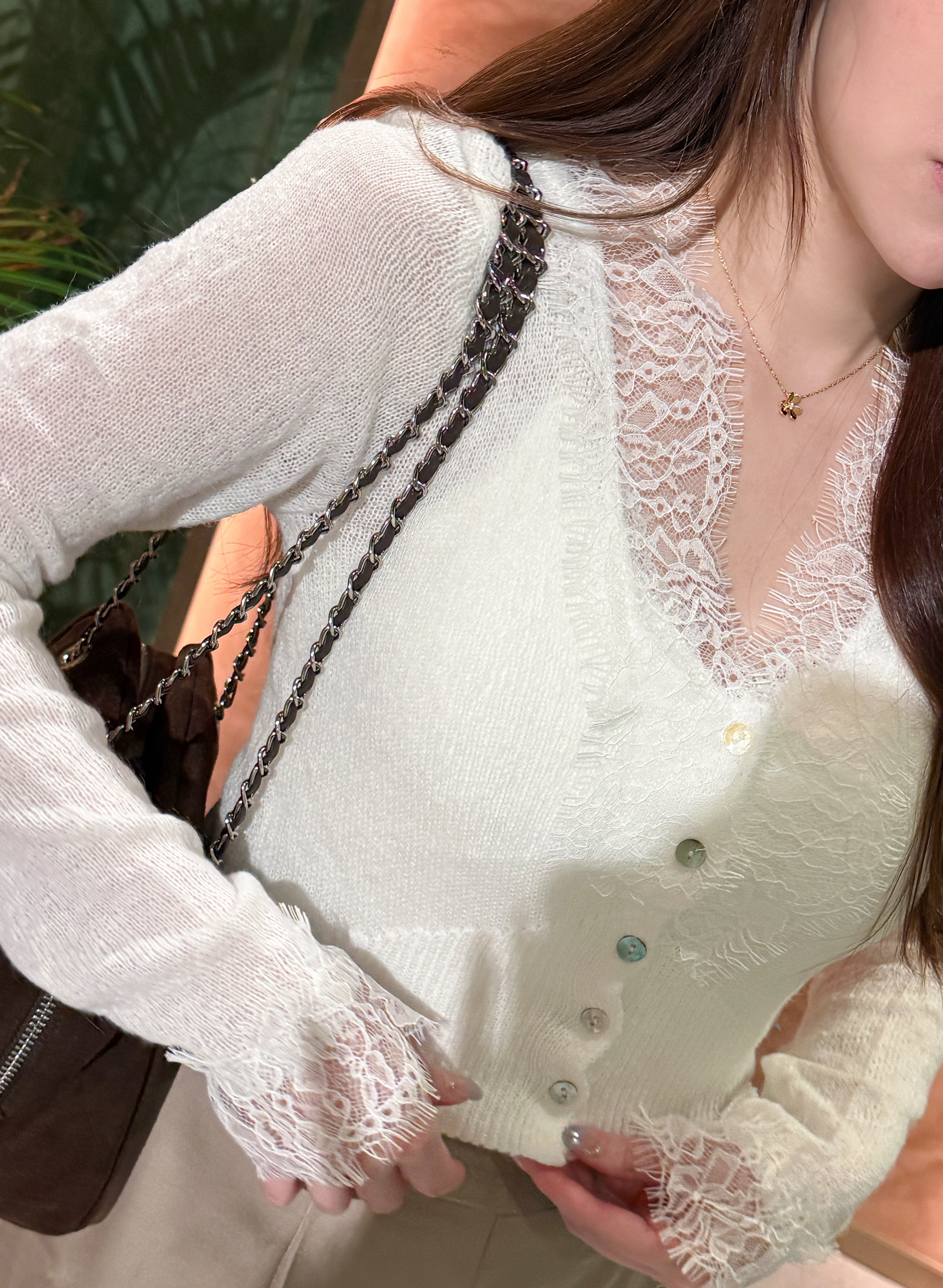 ♥︎ French Chic Lace-Trim Knit Cardigan