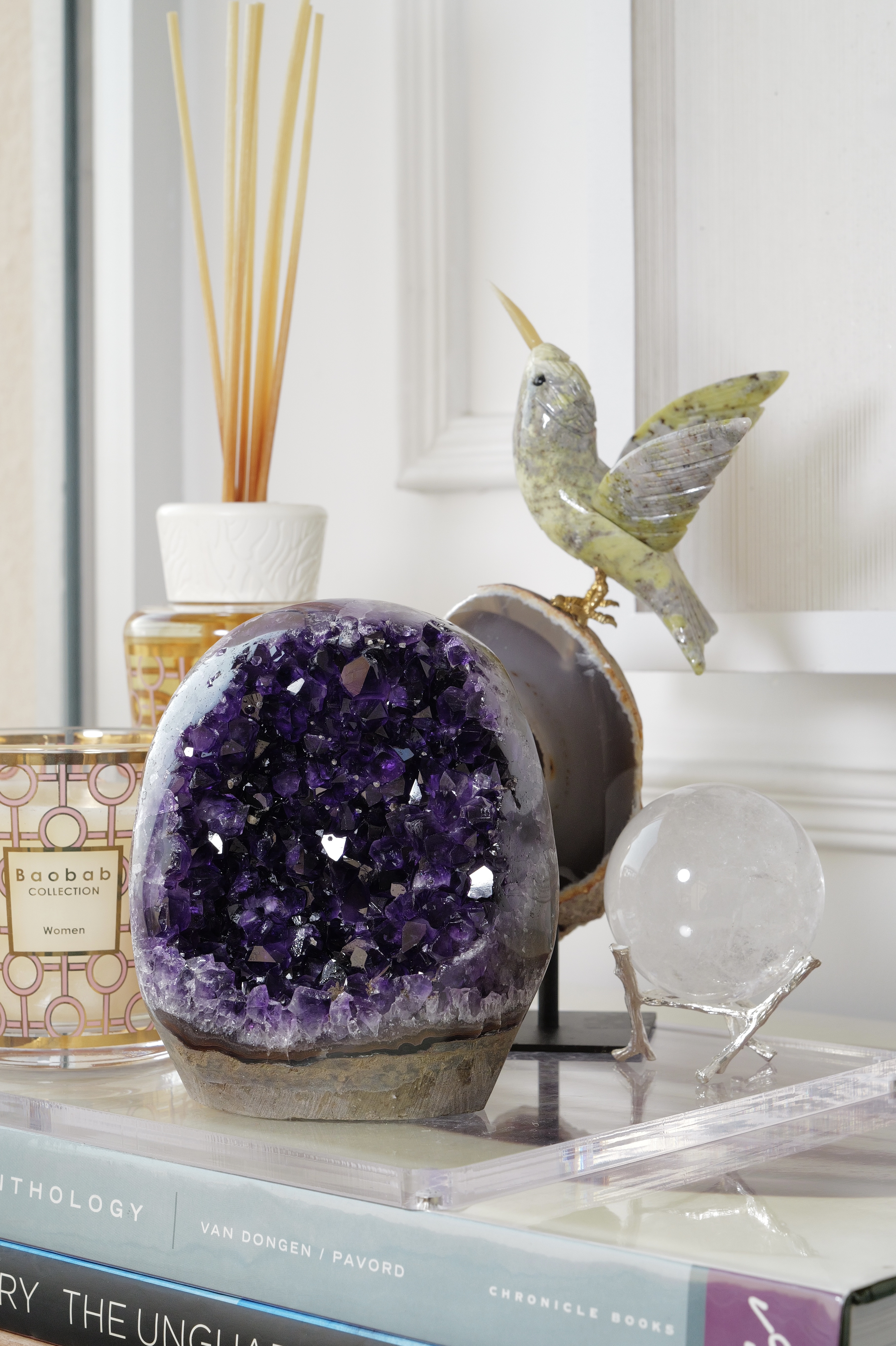 ༒ Uruguay 頂級帝王紫 1.4kg+瑪瑙晶牙背共生軟糖紫晶鎮༒ AM3008C31G1Asm-RA28*16JT