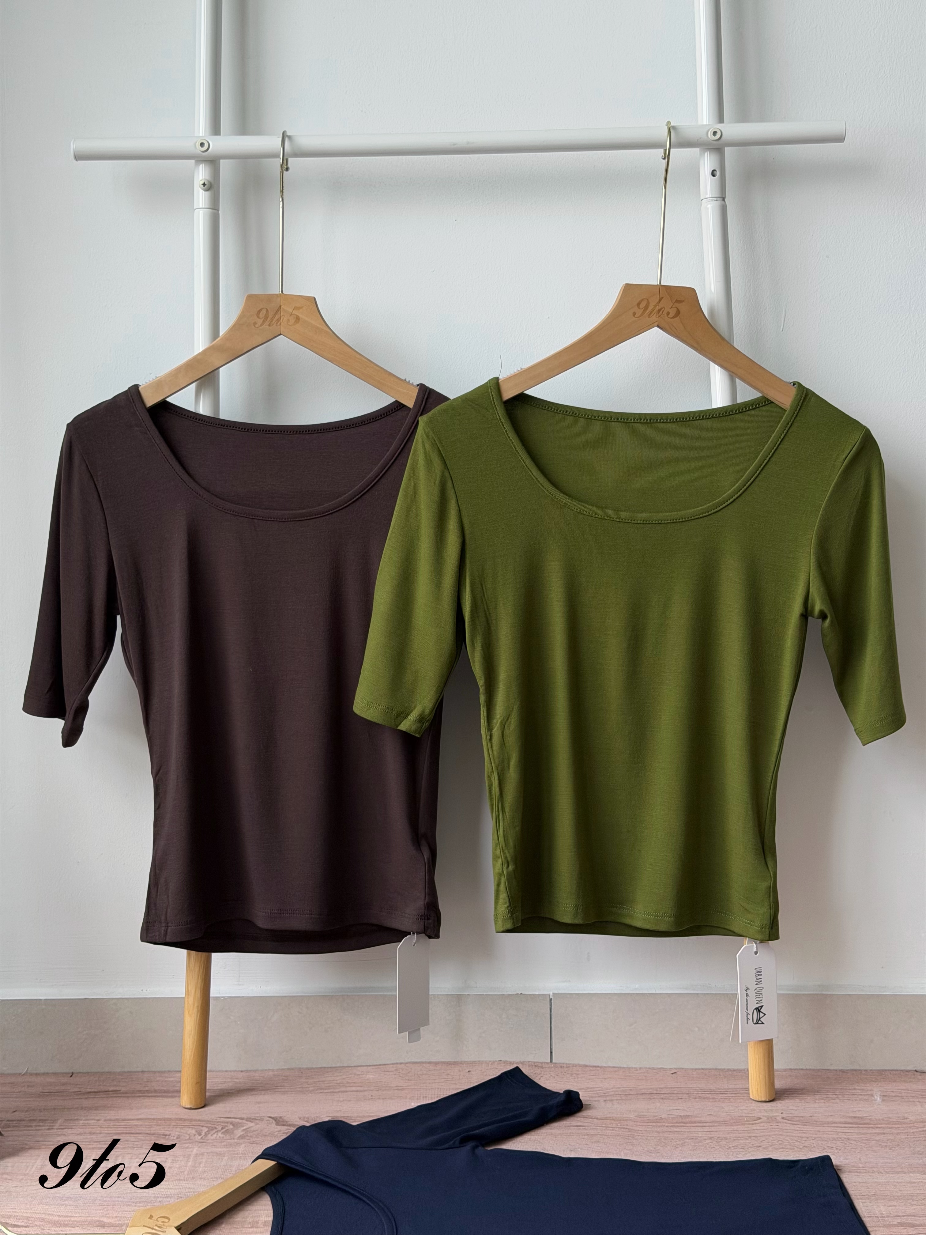T4477 Half Sleeve Square Neck Top - 4 Colors 