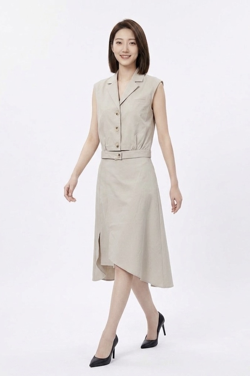 1879BS Elara Tailored Asymmetric Midi Dress