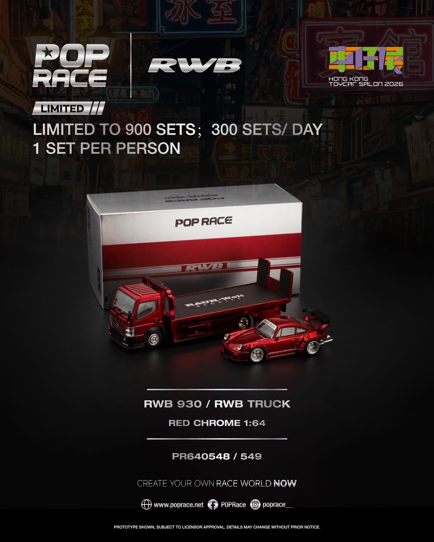 POP RACE X Hong Kong Toy Car Salon 2026 Exclusive the RWB 930 & RWB TRUCK (PR640548/549) 香港車仔展2026限定 