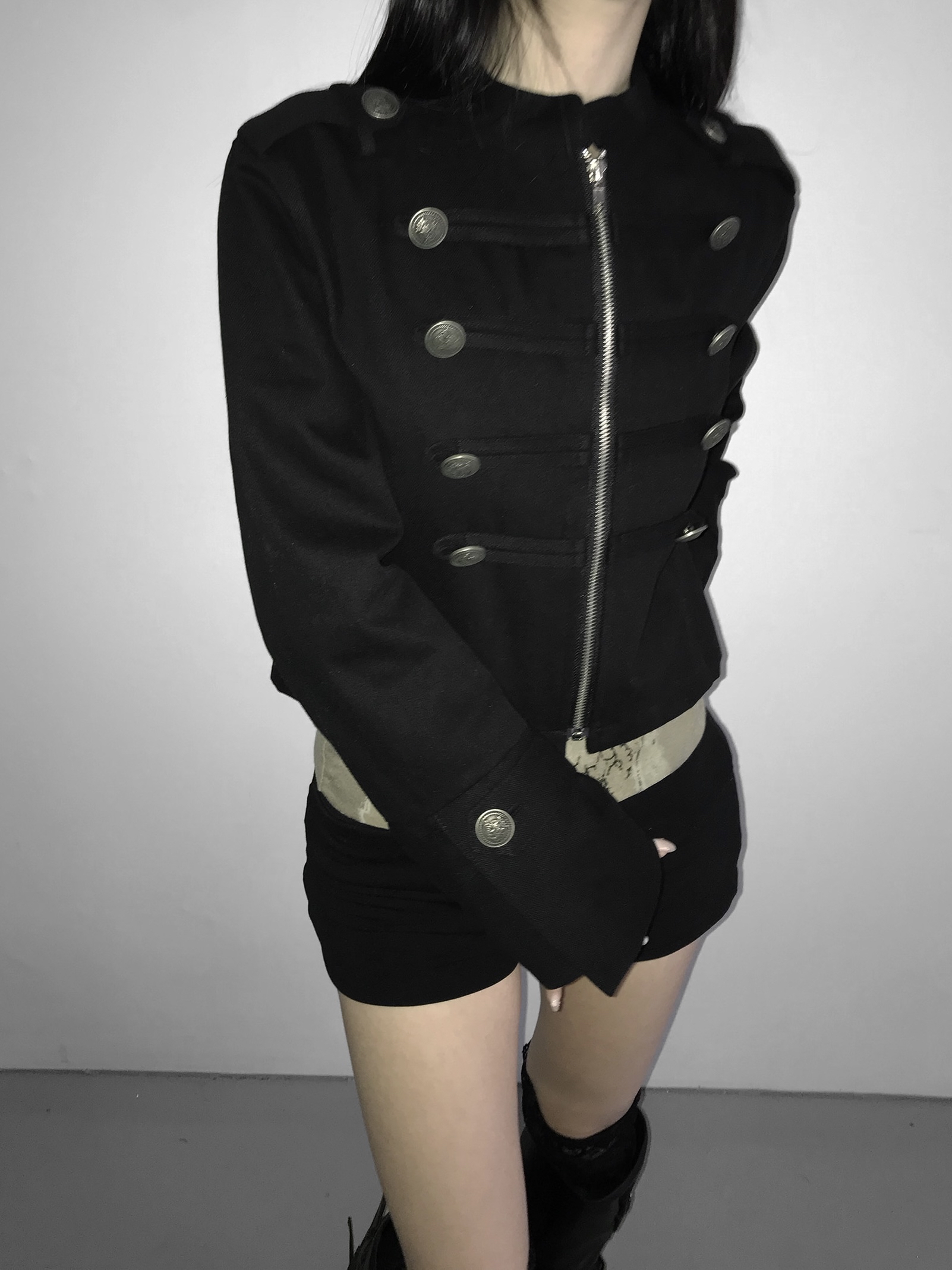 Vintage Zip Front Cropped Jacket
