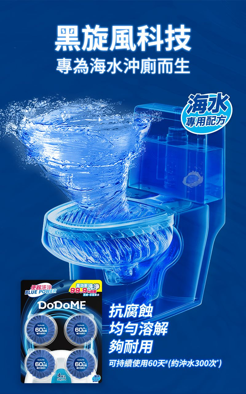 DoDoME-黑旋風4in1潔廁寶(4個裝) #海水沖廁 #消毒殺菌（香港專供）
