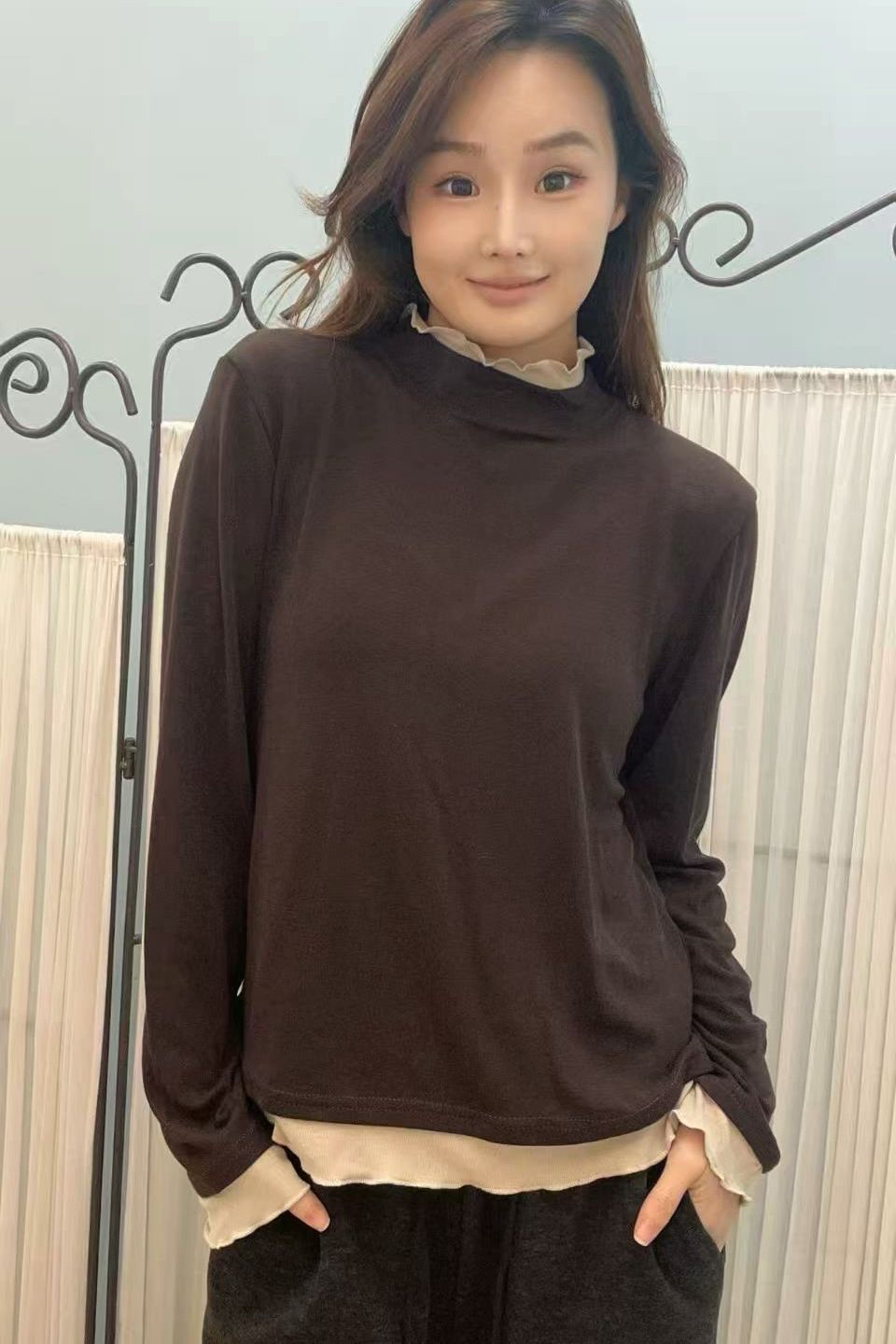 韓國直運Modal木耳邊打底