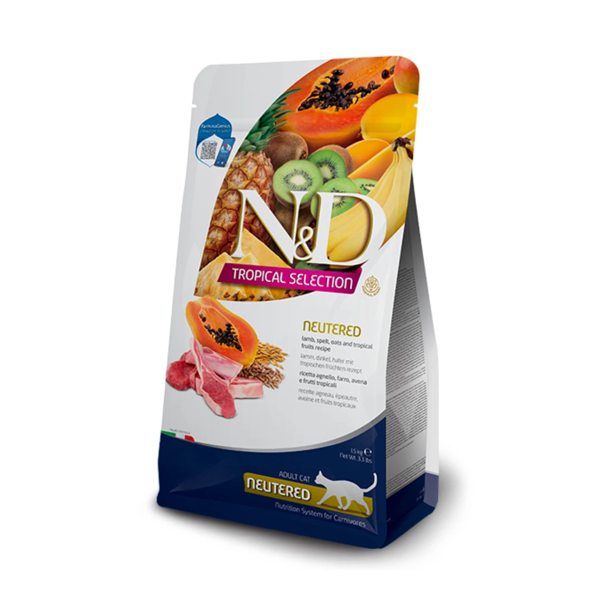 Farmina N&D 熱帶精選 羊肉&熱帶水果 絕育成貓乾糧 1.5kg/5kg/10kg