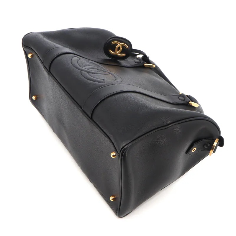 Chanel Vintage Coco Mark Caviar Boston Bag