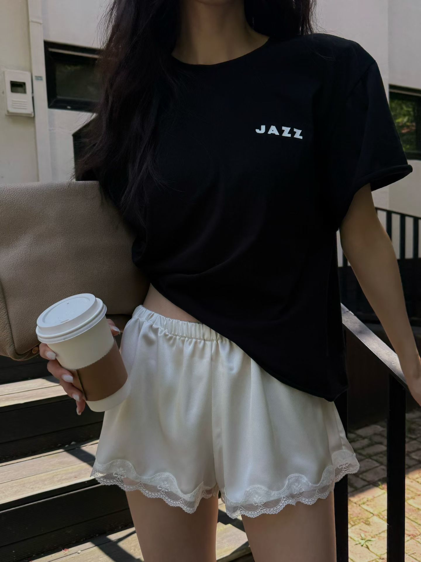 LACE-TRIM LOUNGE SHORTS