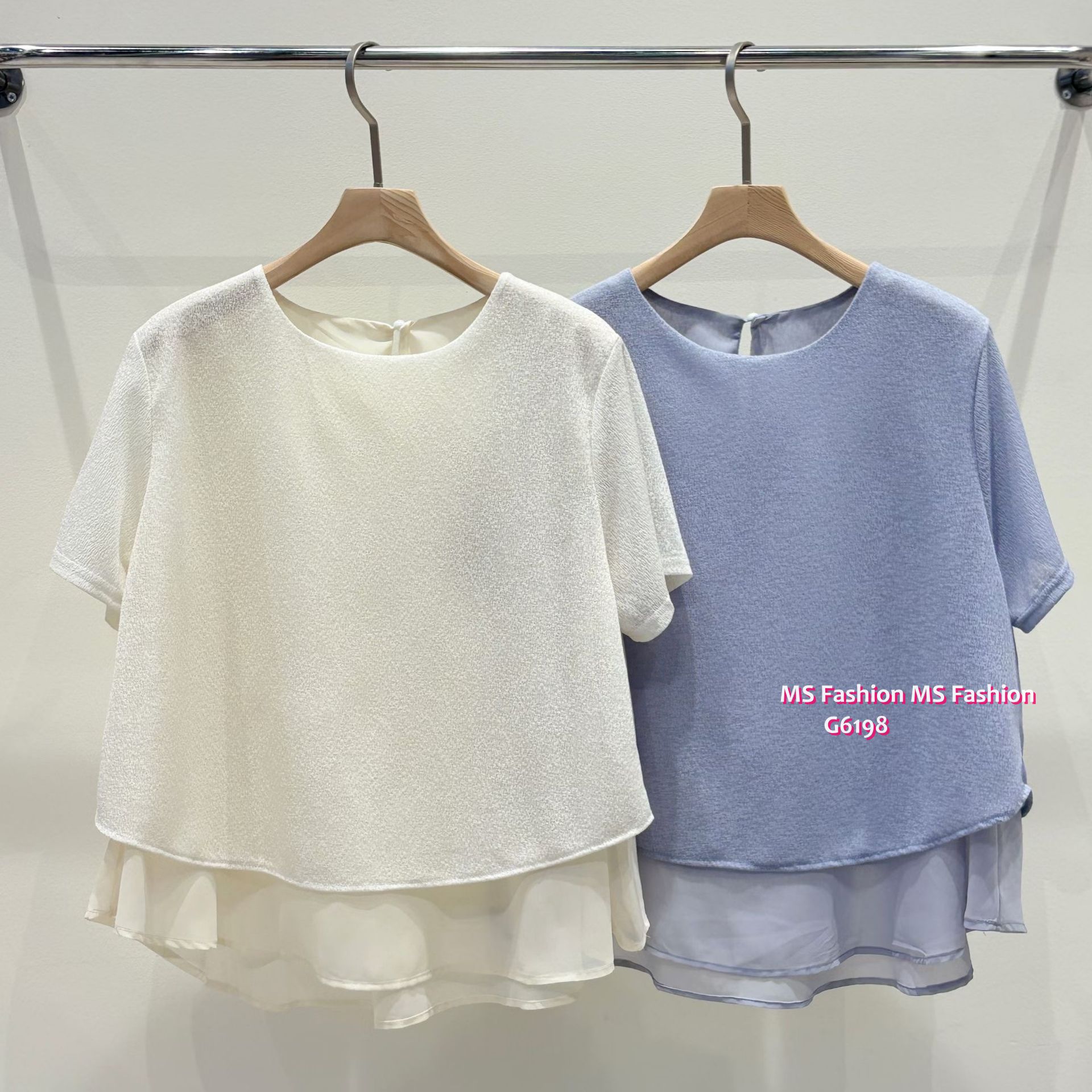 G6198 韓國🇰🇷淨色假兩件top