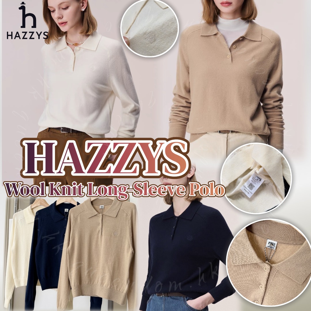 Hazzys Wool Knit Long-Sleeve Polo 羊毛針織長袖Polo
