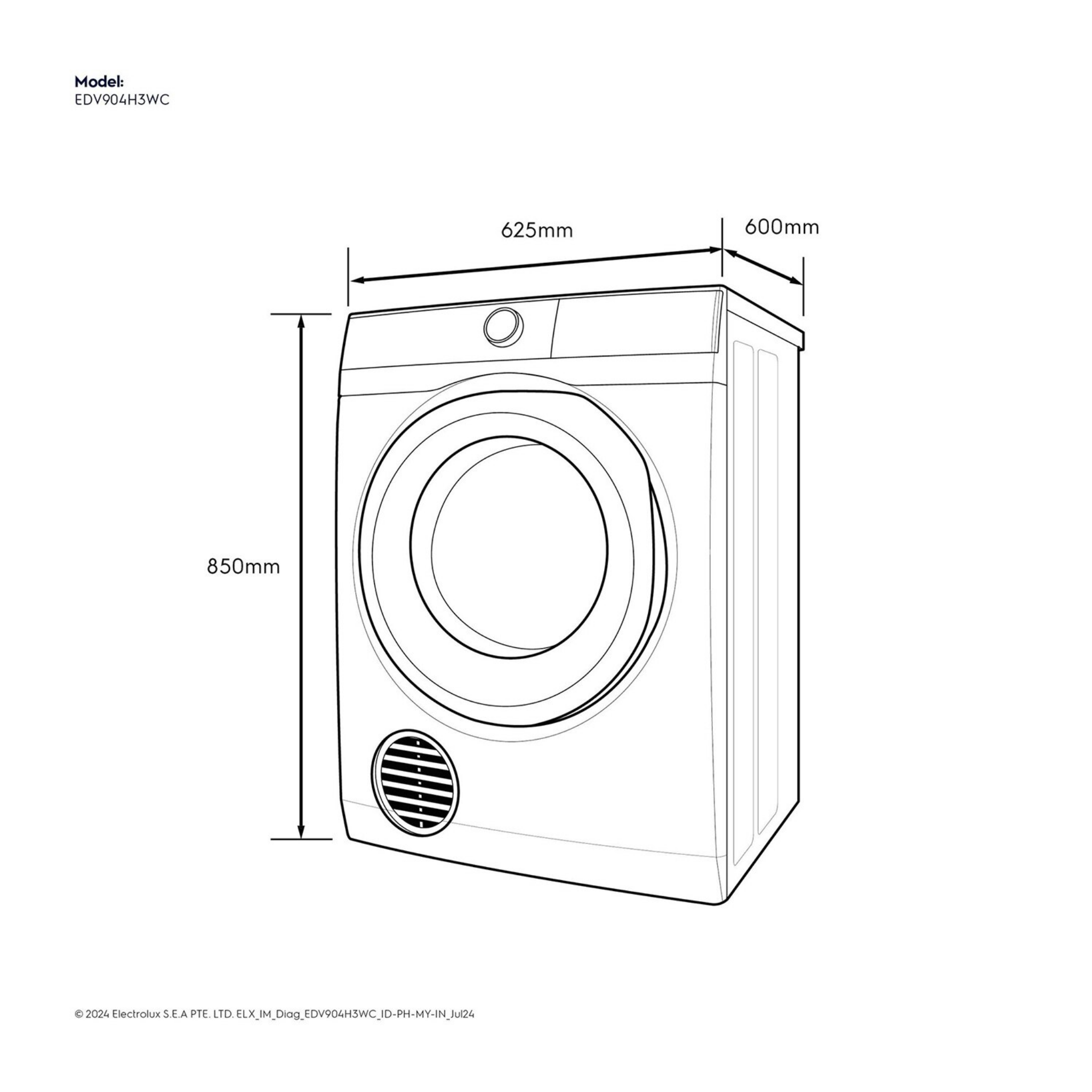Electrolux 9kg UltimateCare 300 Venting Dryer (EDV904H3WC)