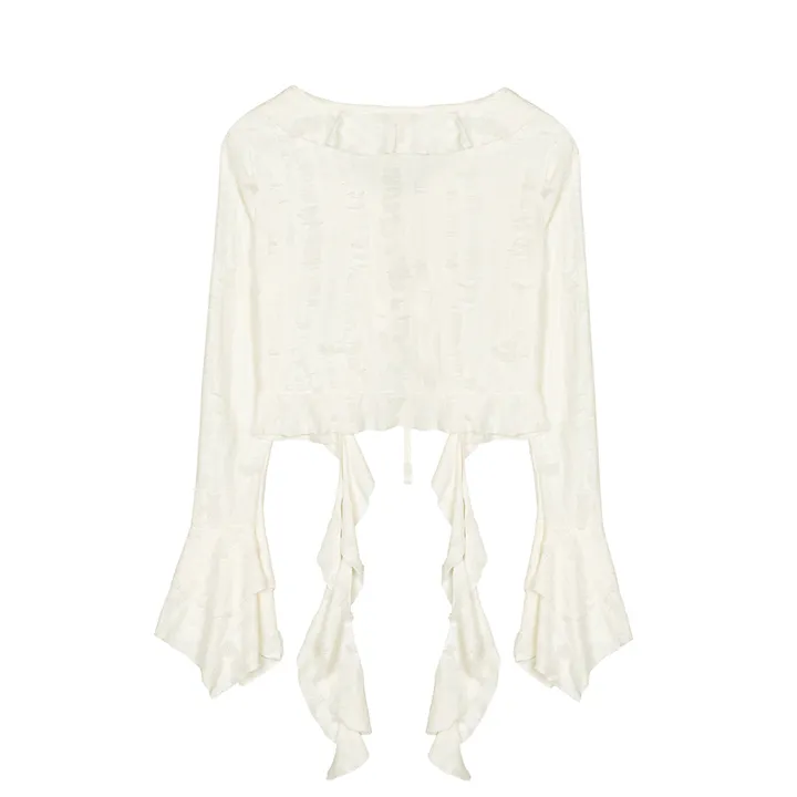 [NICK NICOLE] DISTRESSED RUFFLE TIE CARDIGAN (3款)