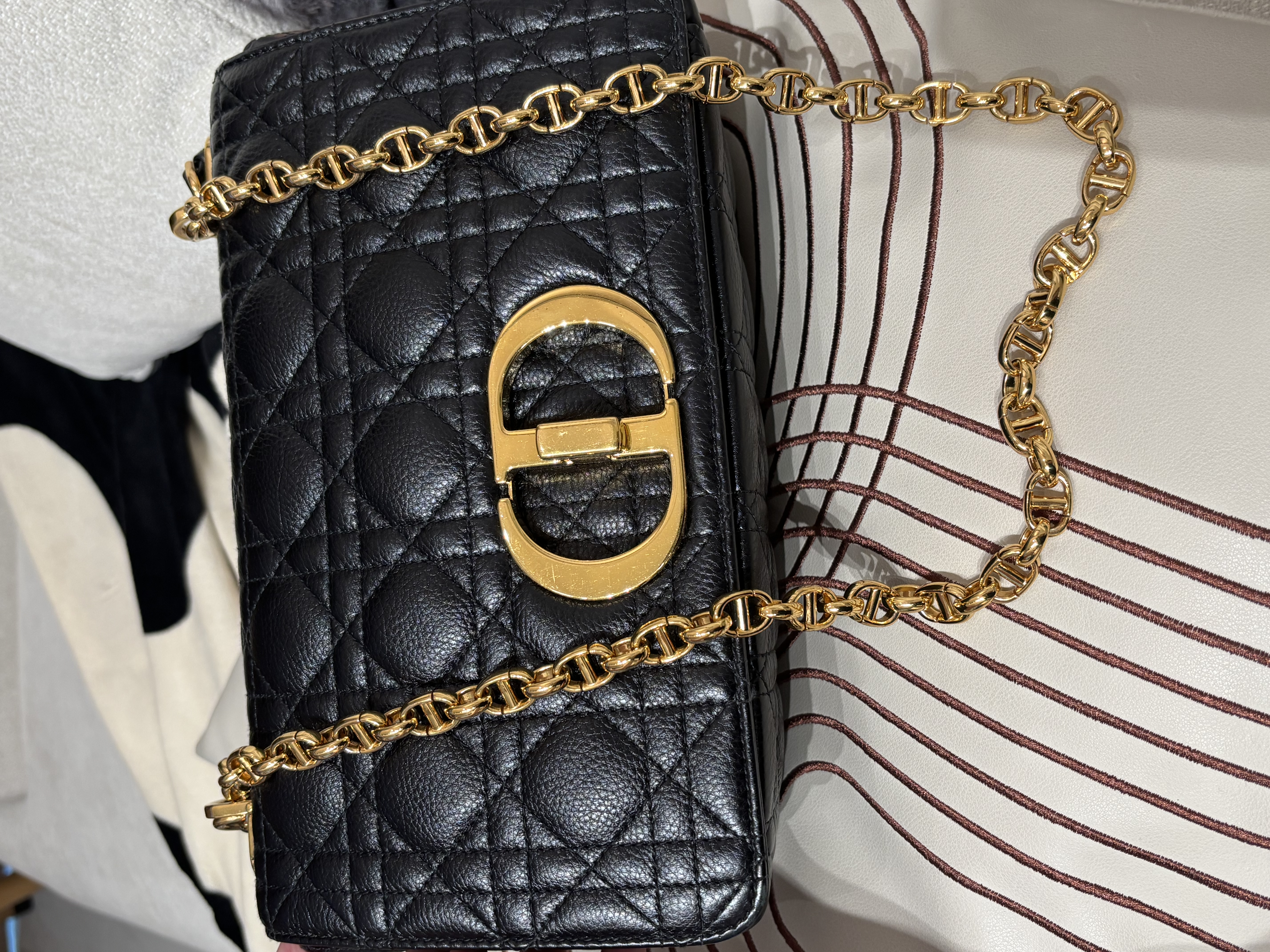 Dior Caro Medium Calfskin 100%Authentic, 95%New ✅Dust bag