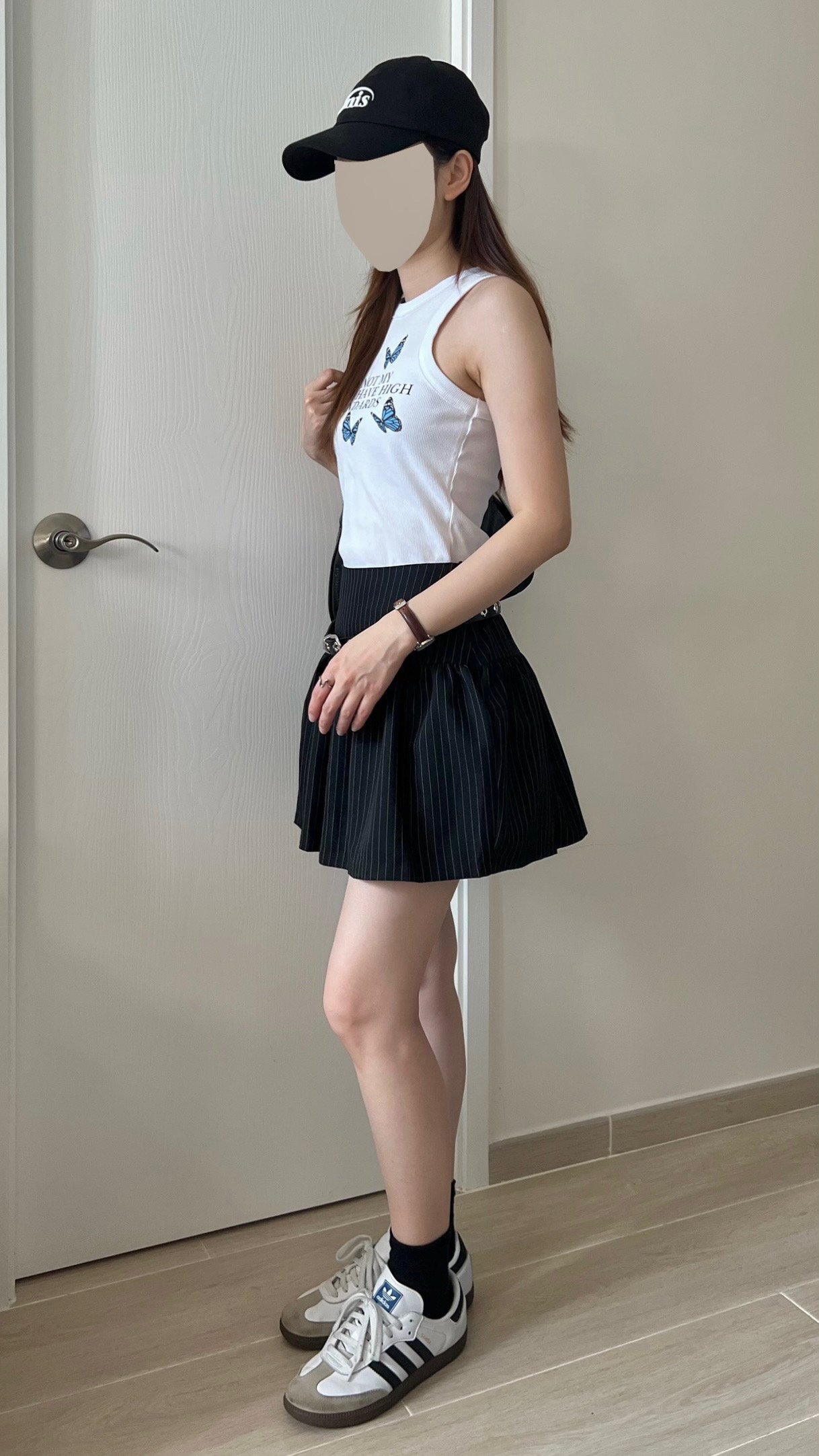 顯瘦條紋短裙 現貨