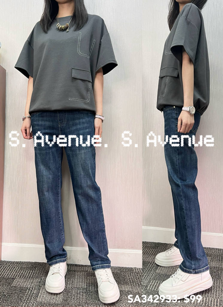 SA342933: 短袖一個方袋束腳鬆身tee