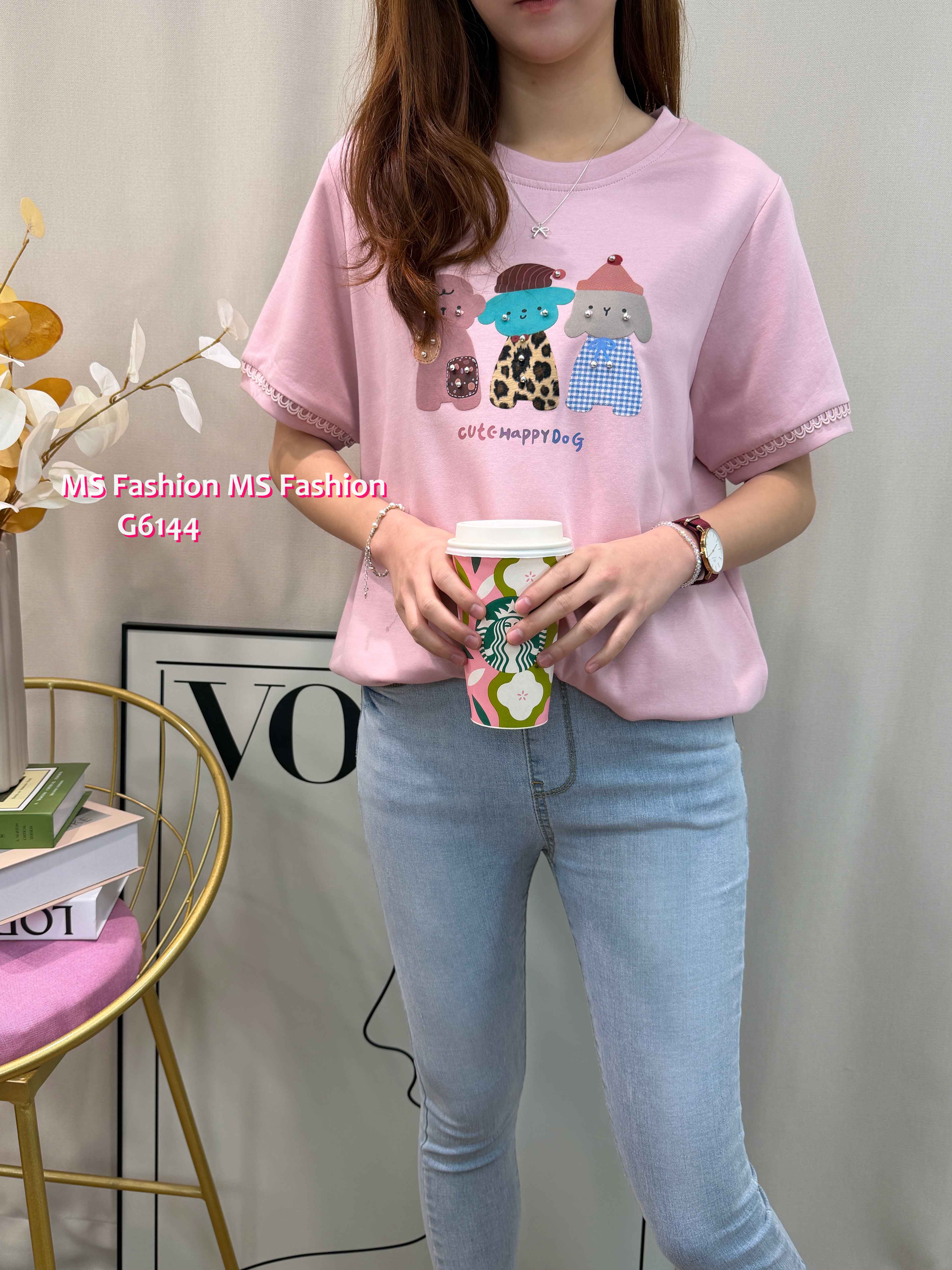 G6144 韓國🇰🇷可愛狗狗圖案top