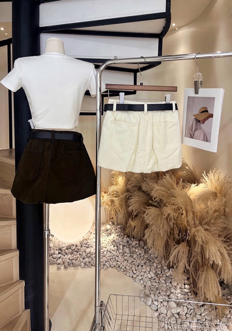 个性牛仔短裤裙(腰带)