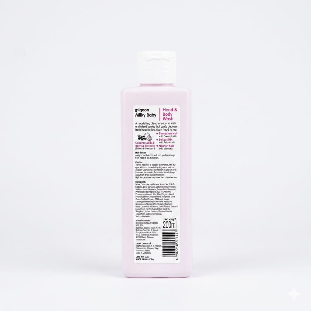 [Halal] Pigeon Milky Baby Head and Body Wash 200ml