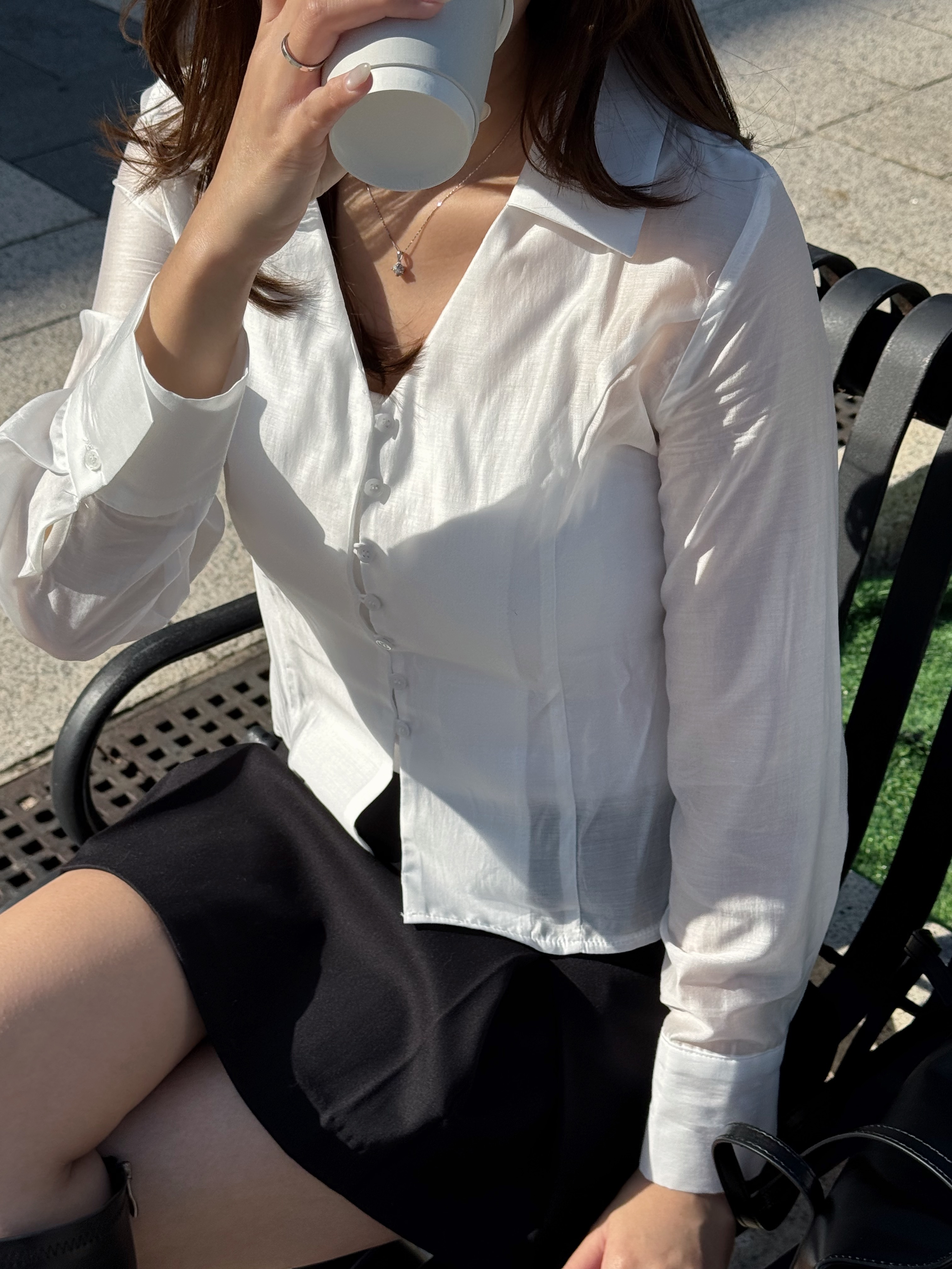 微光澤絲滑雪紡襯衫