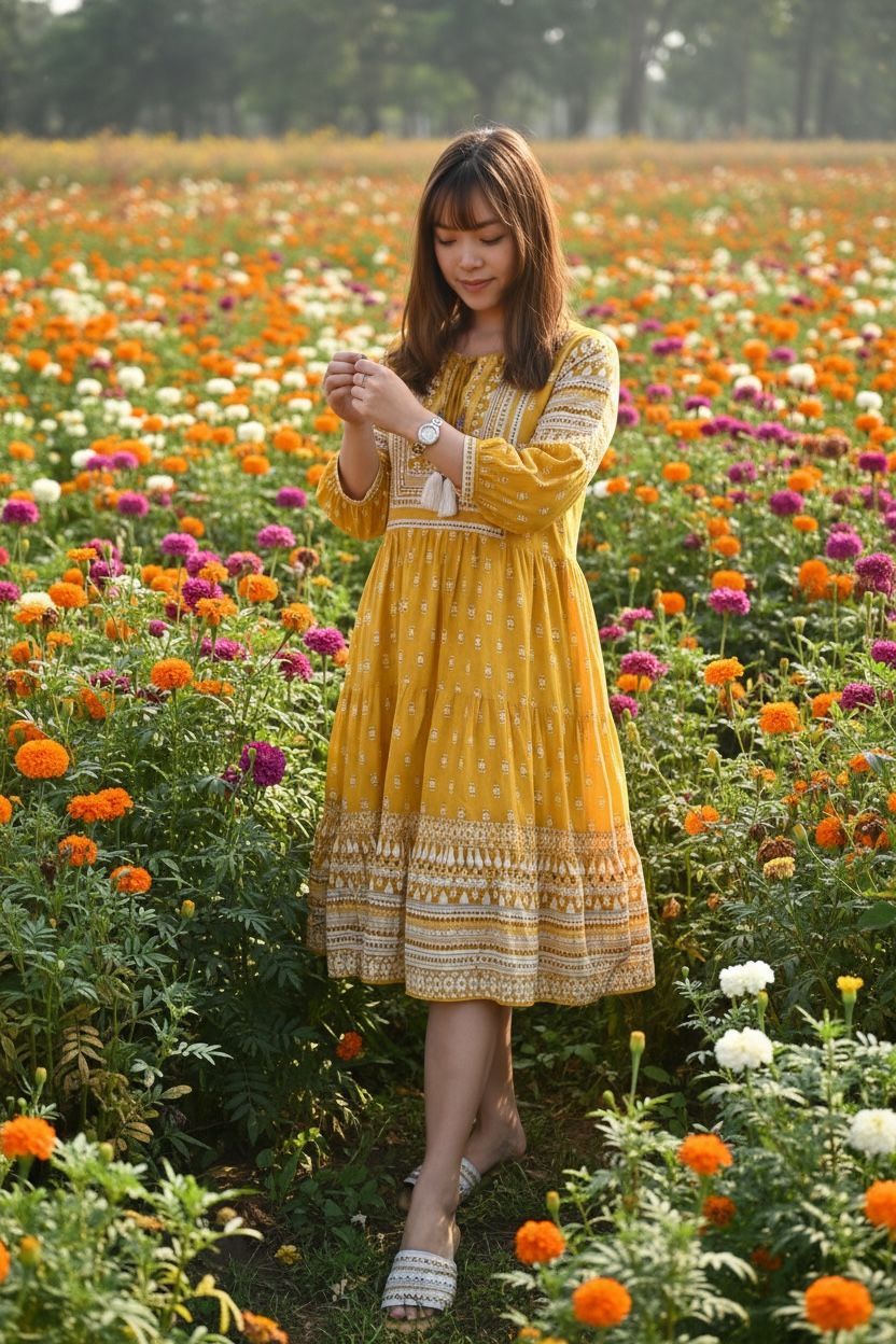 Mustard Yellow Beads Short OP #1028