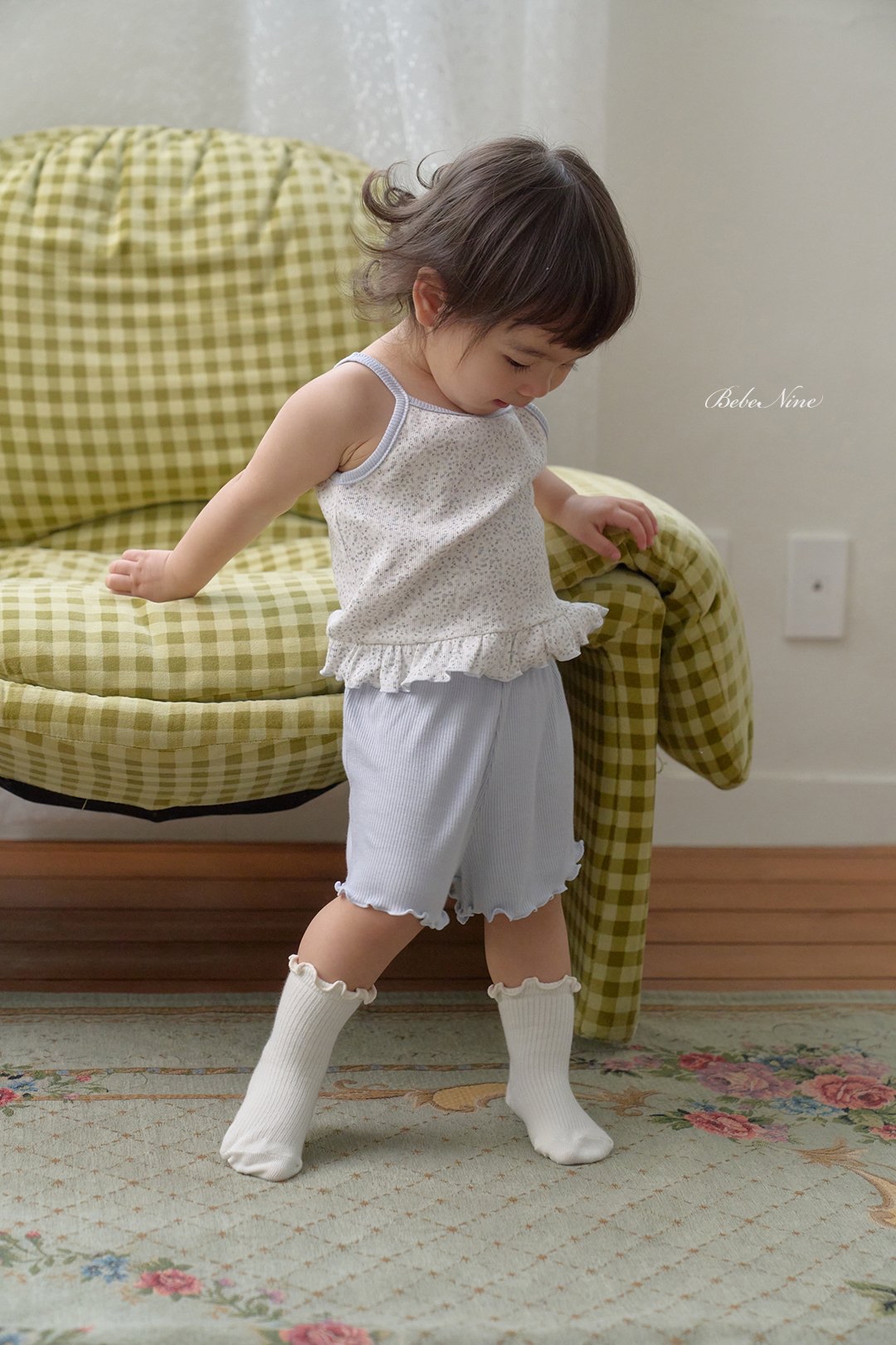 ☀️預訂 韓國直送☀️🇰🇷Bebenine兩色小碎花荷葉邊下擺吊帶背心短褲套裝