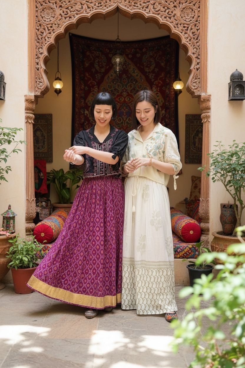 Purple x Red with Golden Edge Skirt 39" #1144