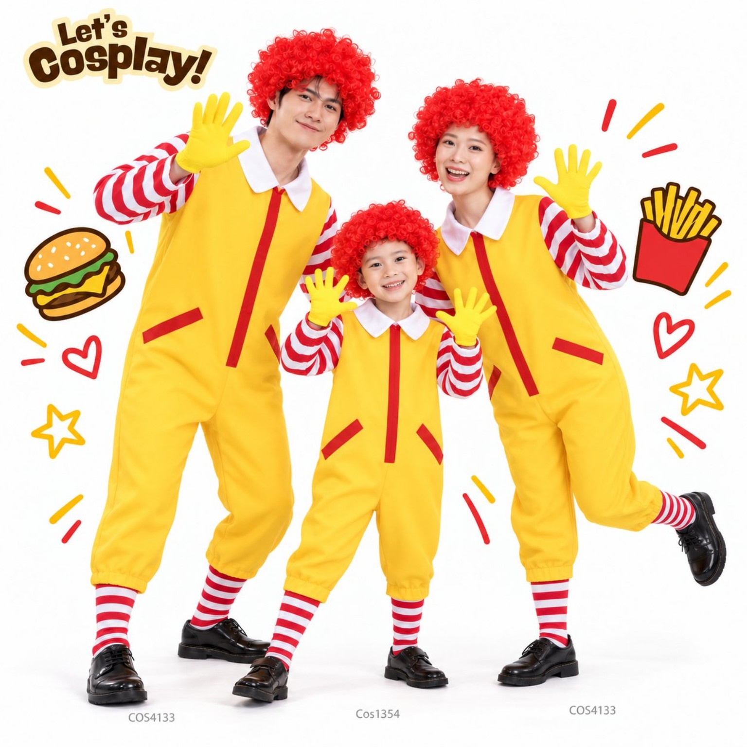 麥當勞叔叔成人親子小丑連身服｜萬聖節服裝 Halloween Costume 香港現貨 Lets Cosplay