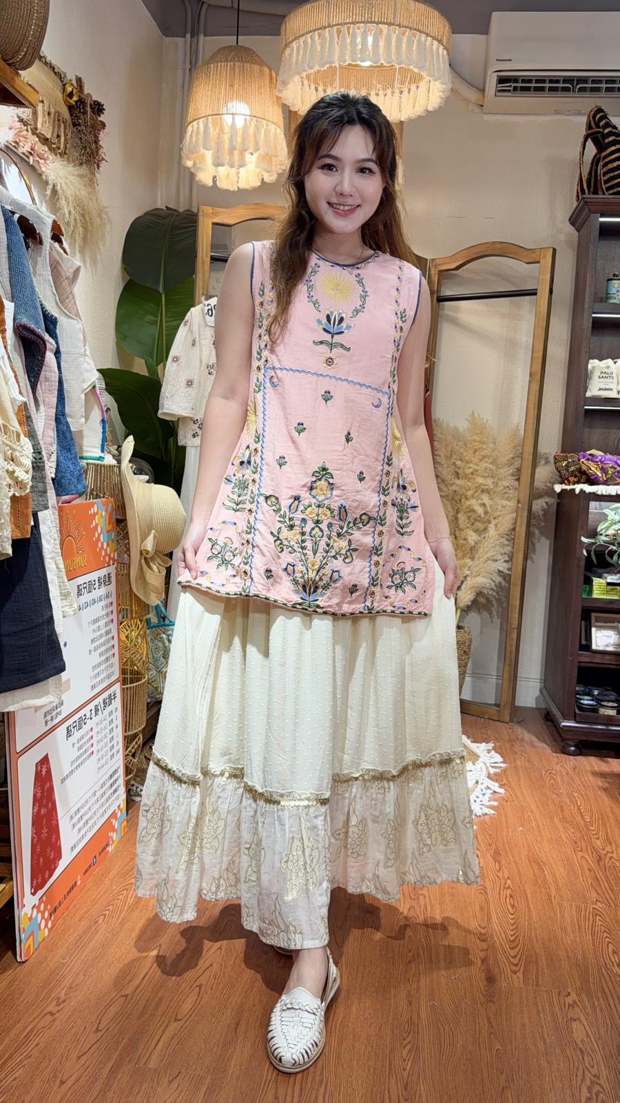 PKT 2645 Sakura Full Garden Emb Long Top