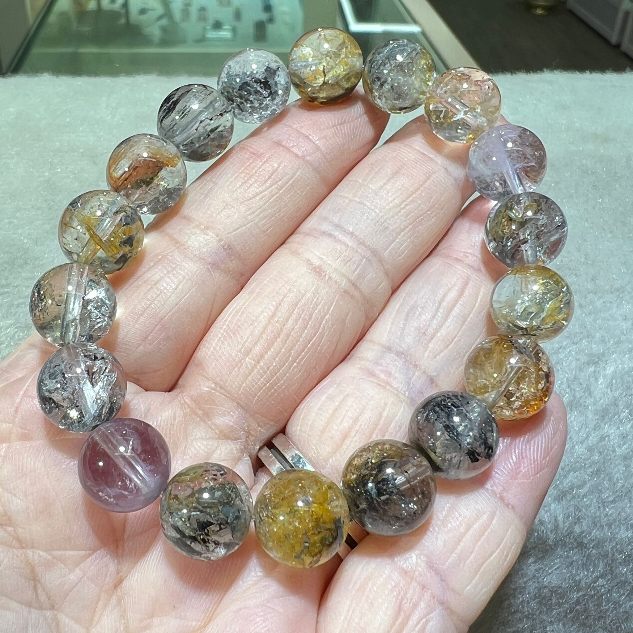 罕有✨彩閃靈鑽手串 11mm+/- CA0003