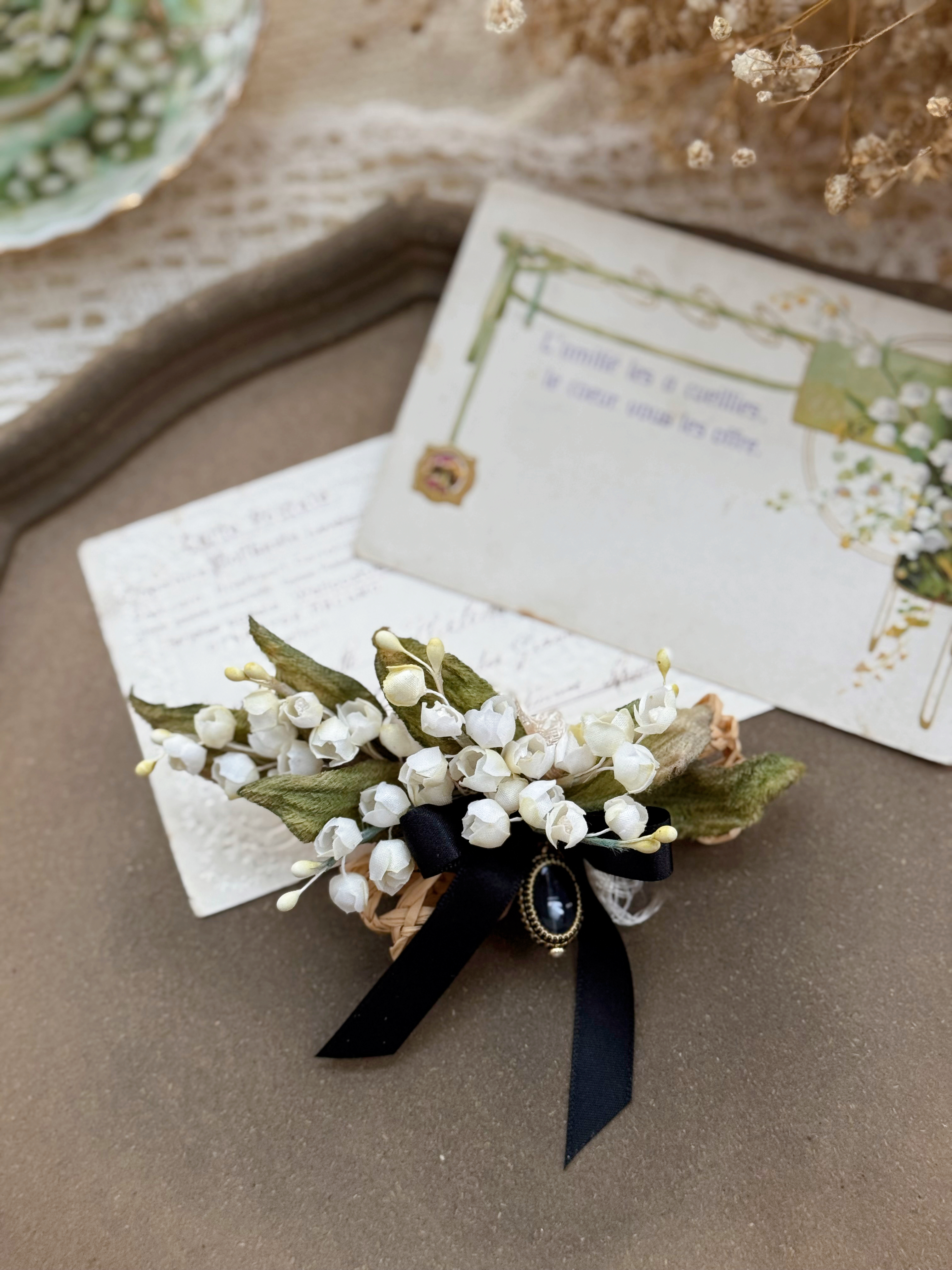 初夏花園 - 鈴蘭髪夾+胸針