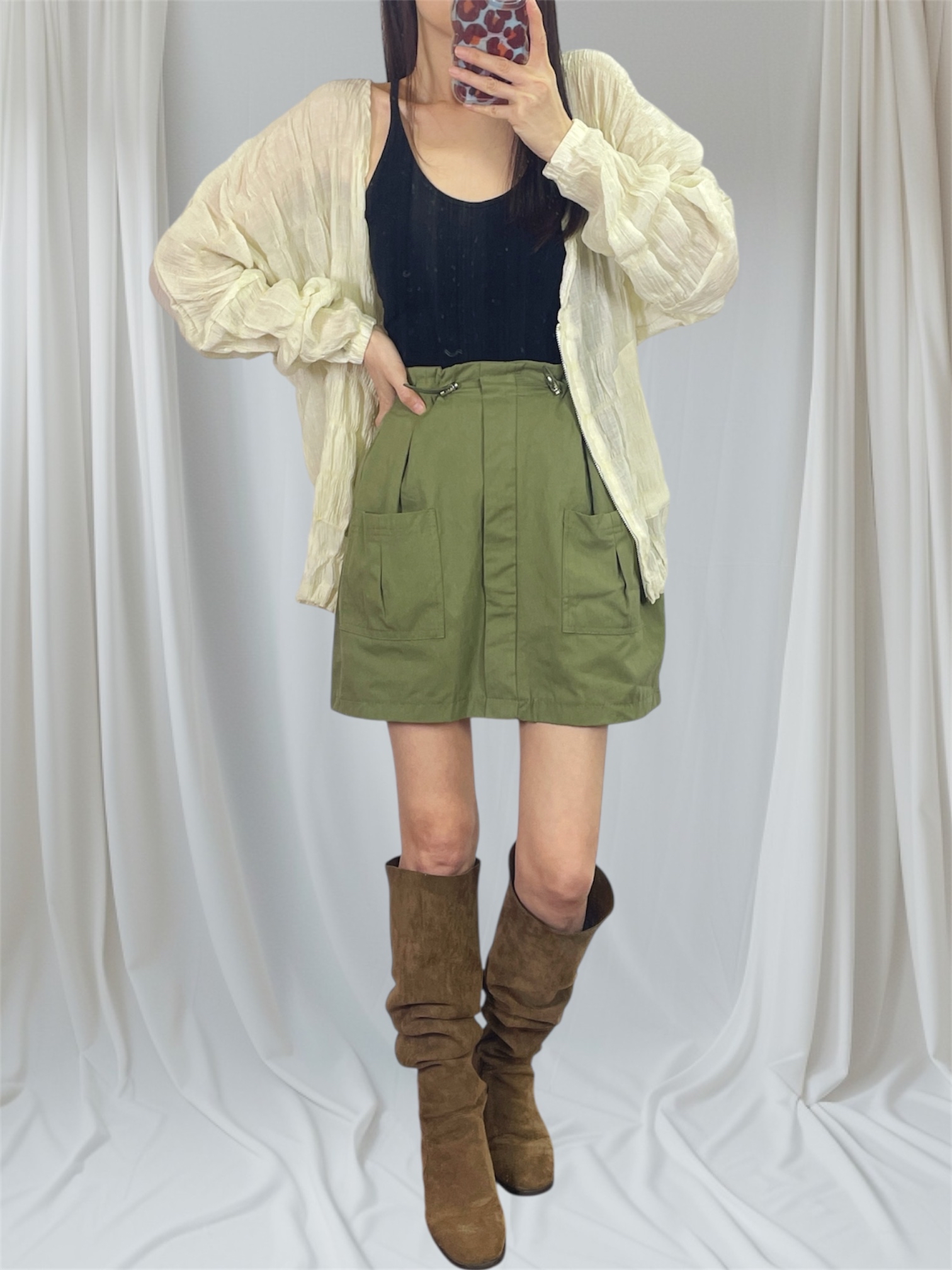 K5550 縐紋雪紡束腳外套