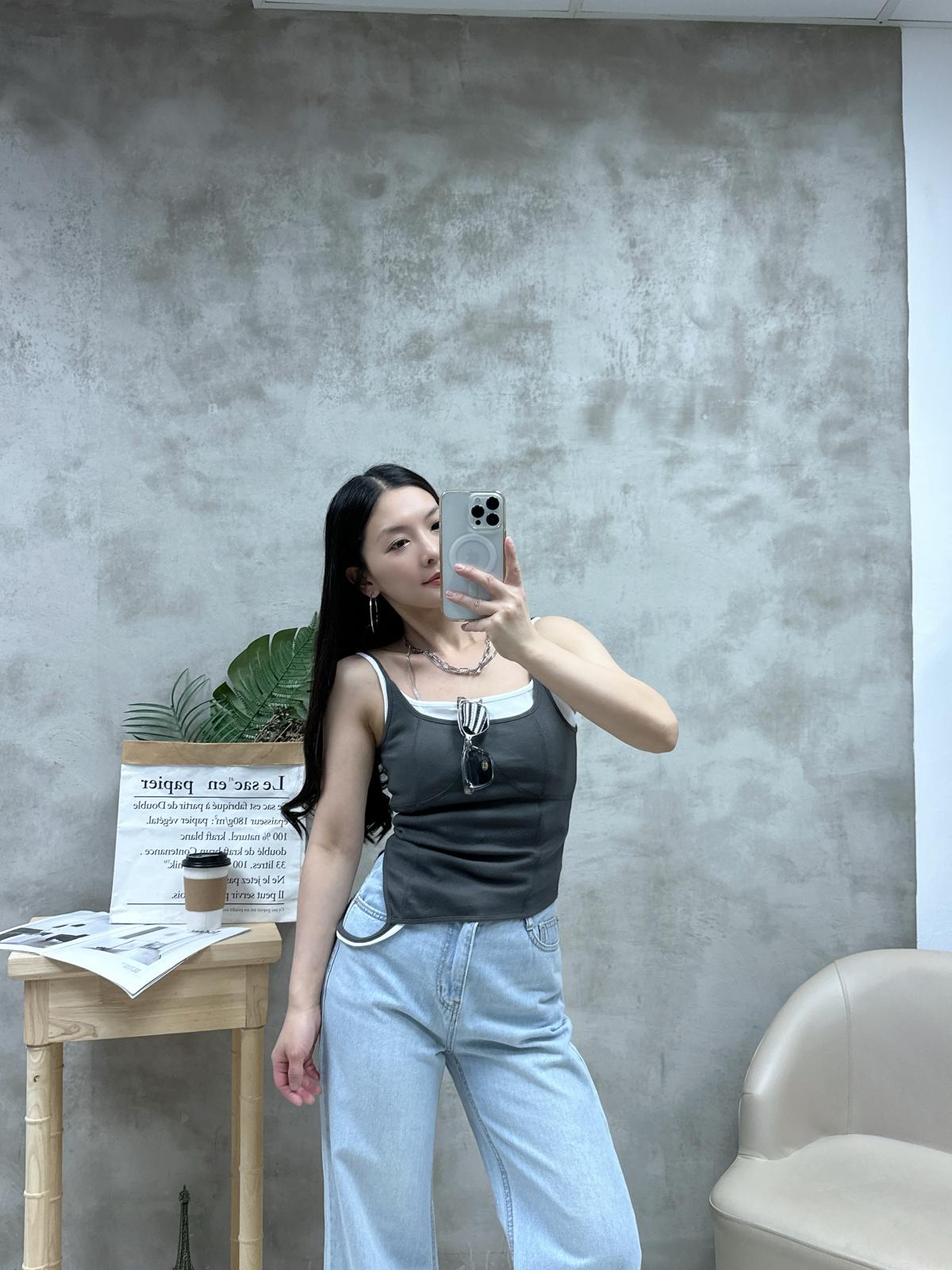 L10 跌帶實棉暗紋背心