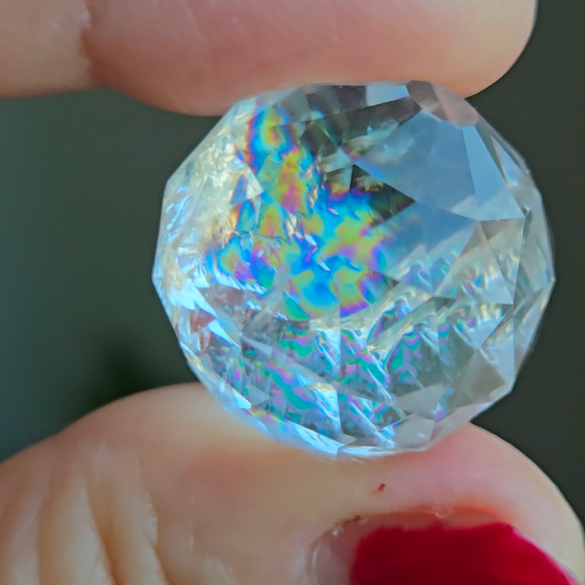 Rainbow faceted clear quartz sphere - CQ233