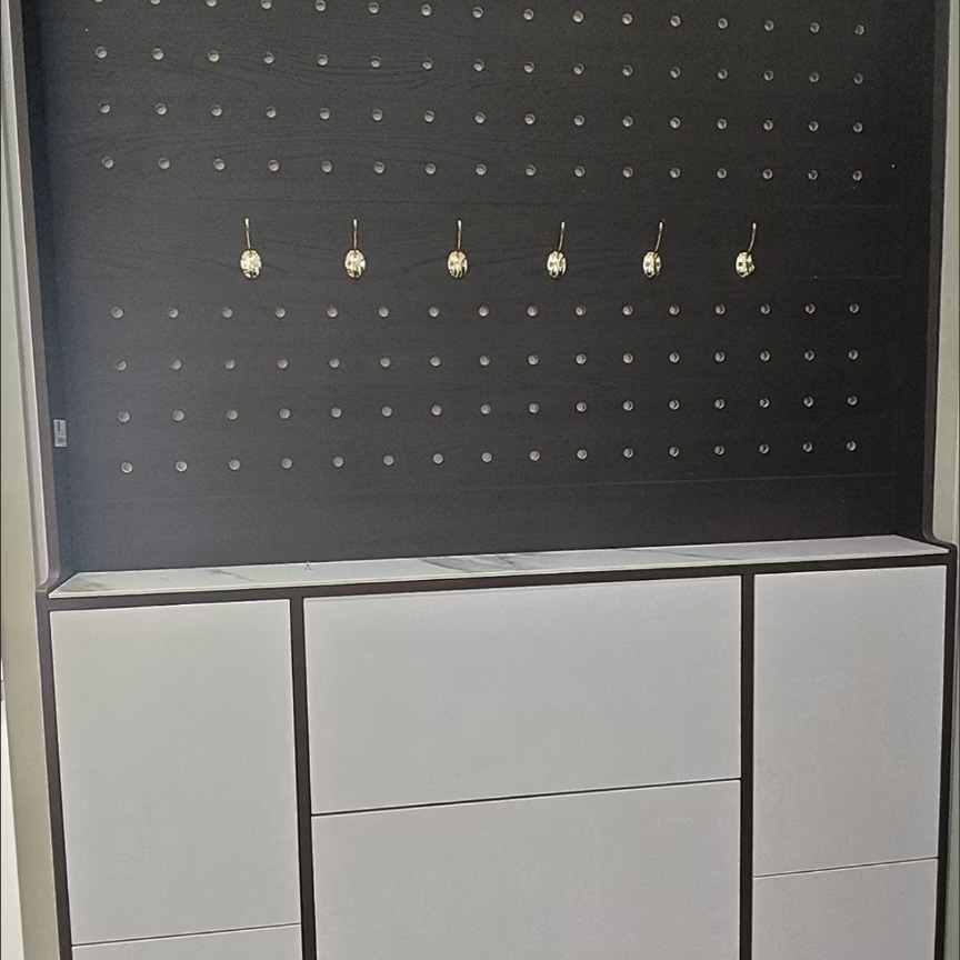 超薄一體翻斗鞋櫃 洞洞板掛衣帽架組合櫃 家用大門口玄關收納櫃Storage Cabinet