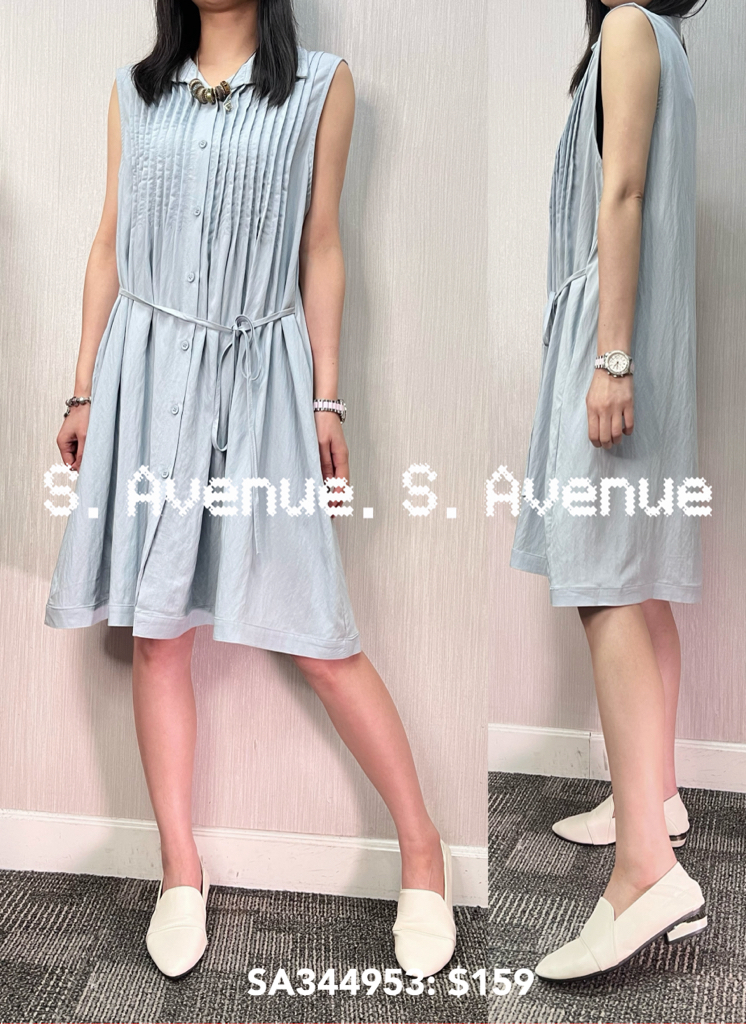 SA344953: 有領有鈕壓撍綁帶背心裙