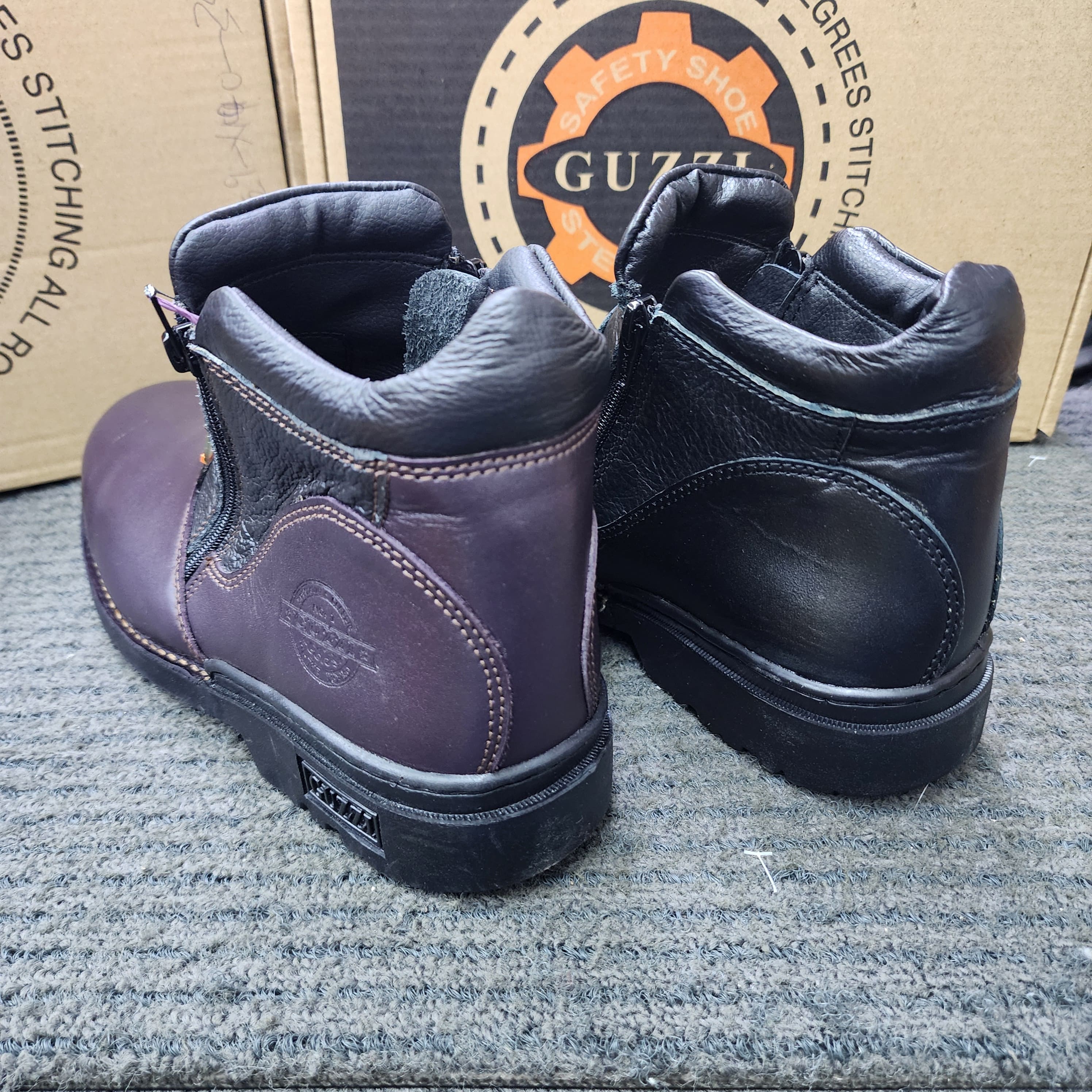 GUZZI PRO Safety 912 Rock Hammer 912 Safety Mid Cut Boot Leather Safety Boot Brown Black Shoes Burgundy Black Khaki Brown SIRIM Approved leather Rubber Outsole Kasut Keselamatan