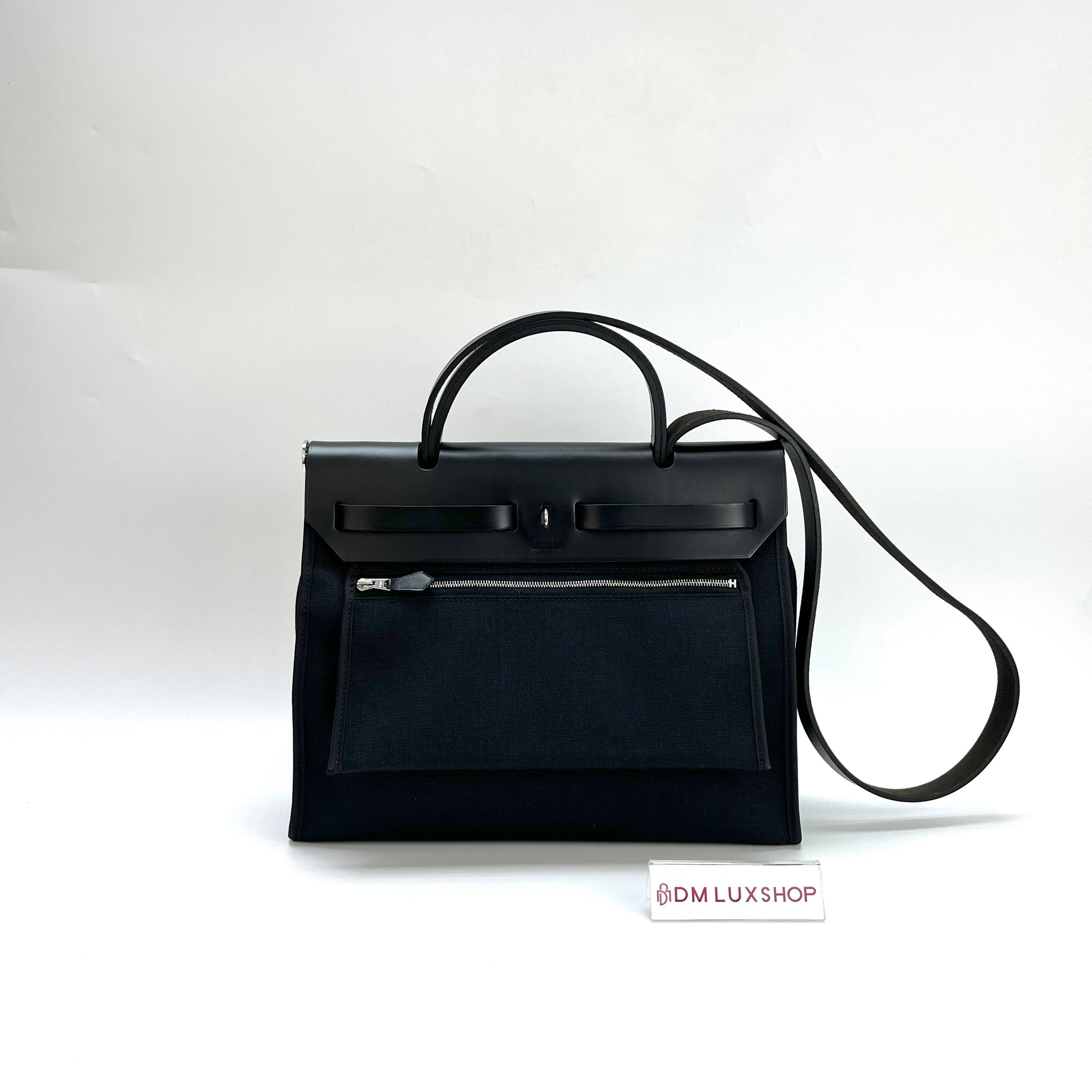 Hermes Herbag Zip 31 Noir PHW (Stamp C, Y: 2018)