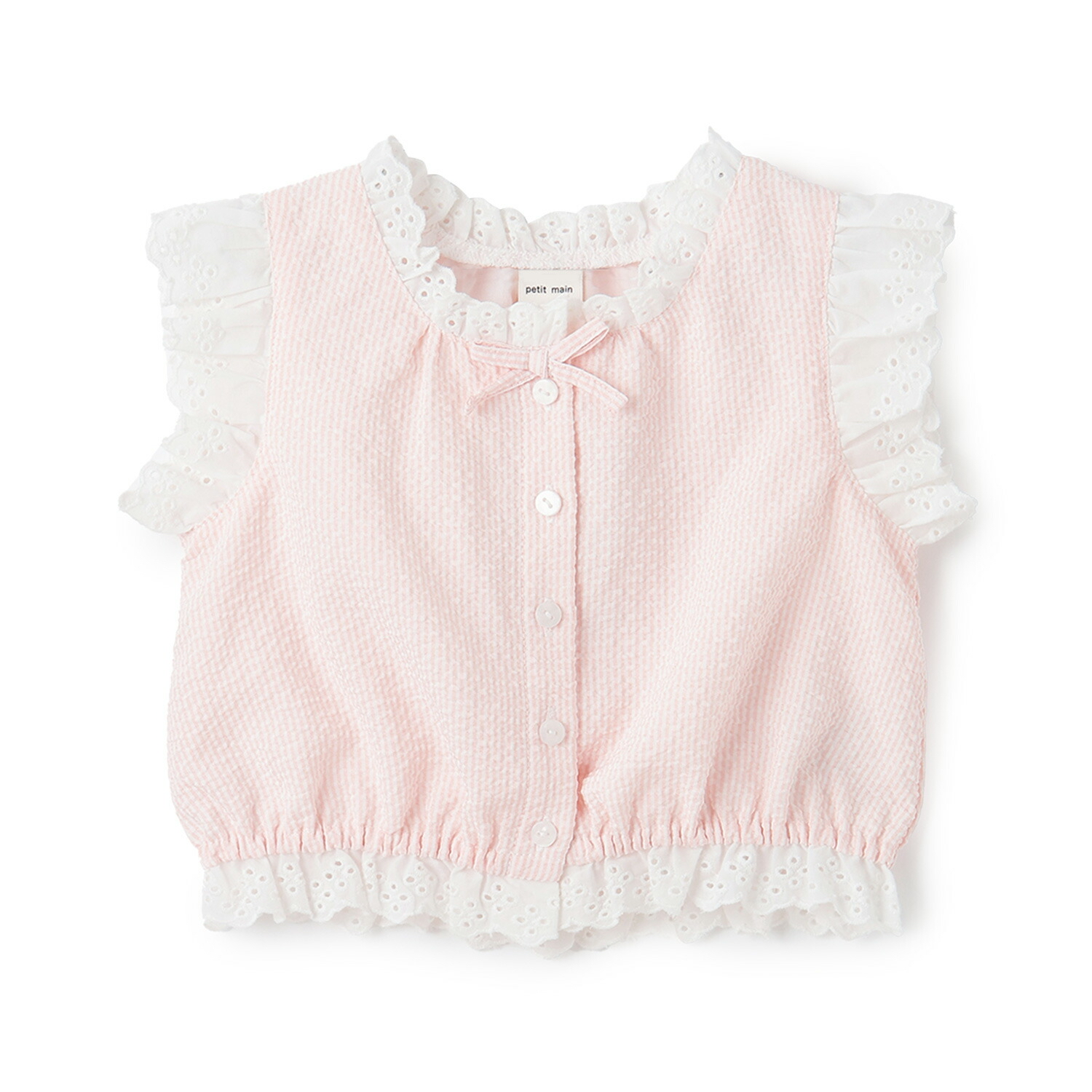 🇯🇵預訂 日本直送🇯🇵 Petit Main 三色優雅蕾絲條紋波點上衣