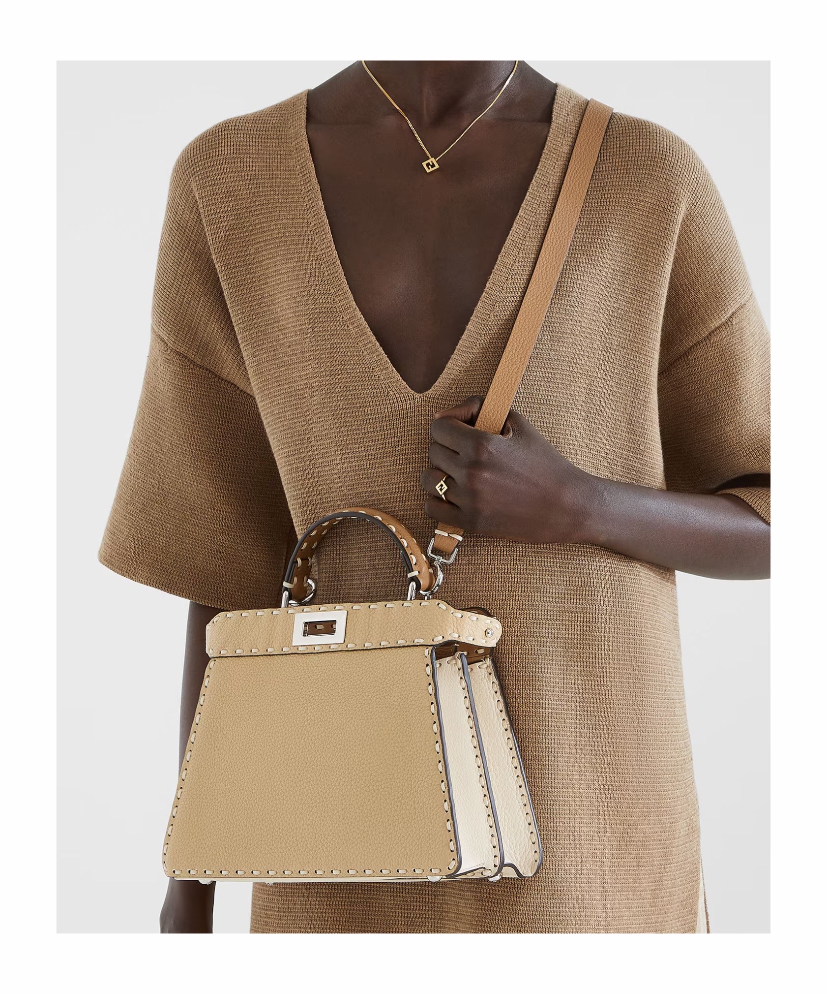 Fendi 女士 Peekaboo ISeeU 小號手提包均碼碼小號、27cm*11cm*21cm 