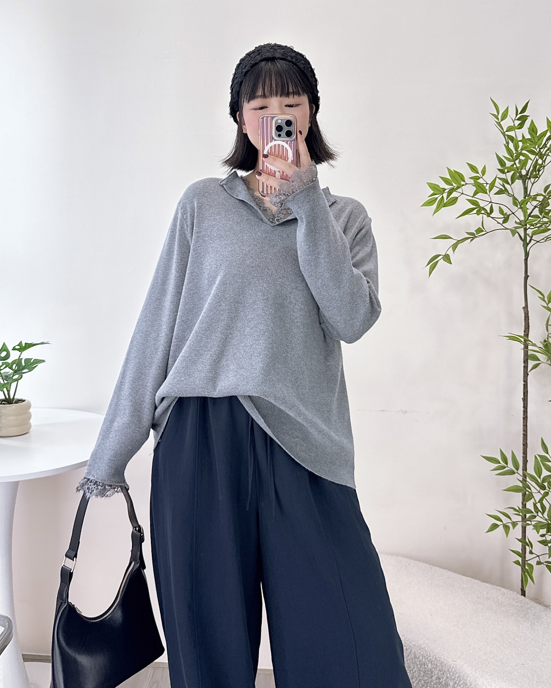 拼蕾絲極柔軟棉花糖針織 2色