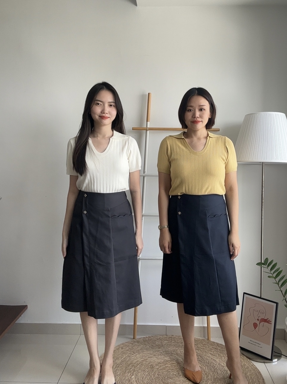 S1883 A Line Skort - Dark Blue & Dark Grey