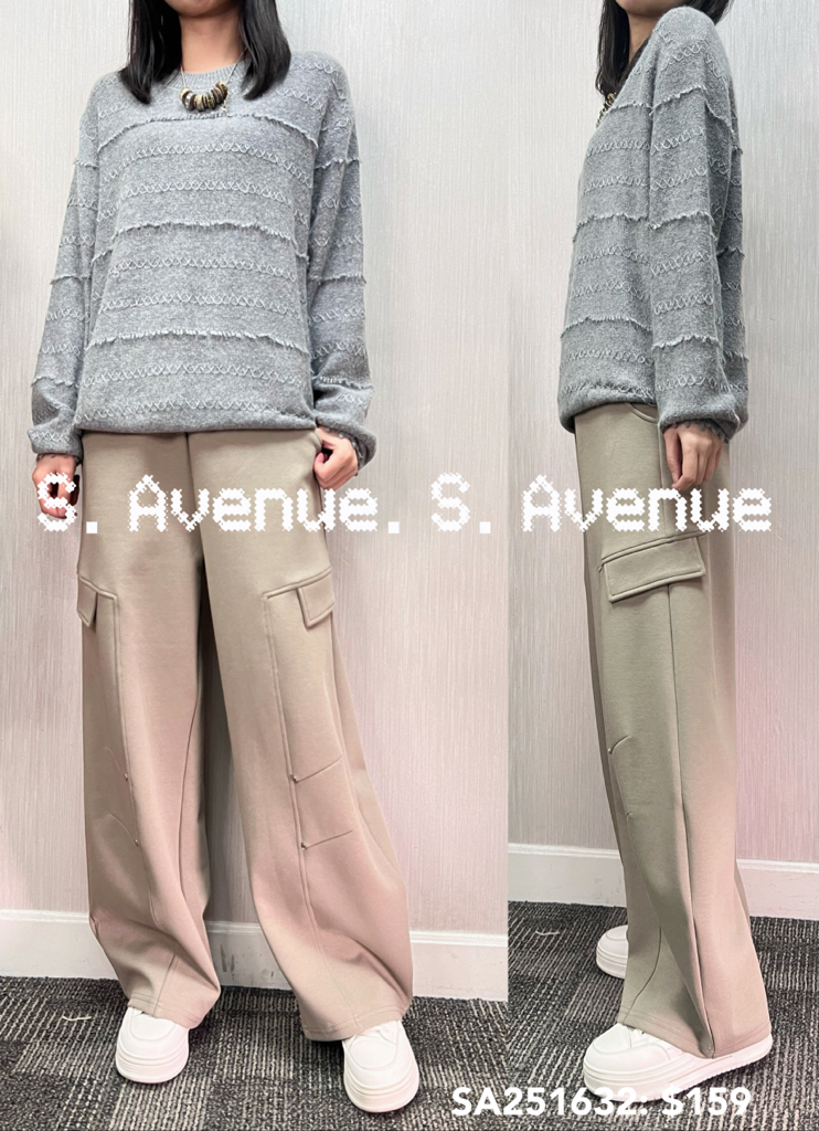 SA251632: 長袖暗織紋淨色冷top