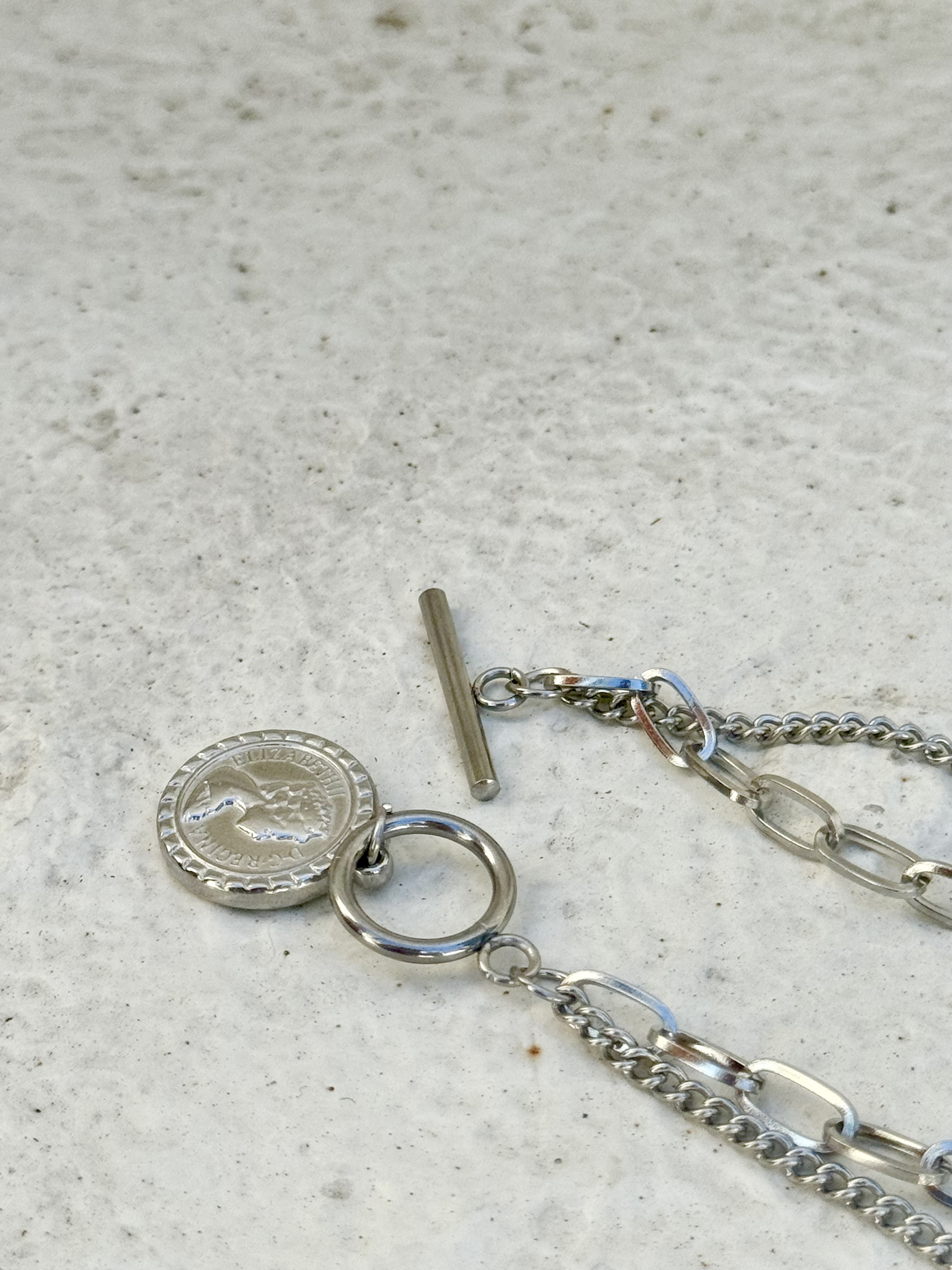 Sliver coin stainless necklace