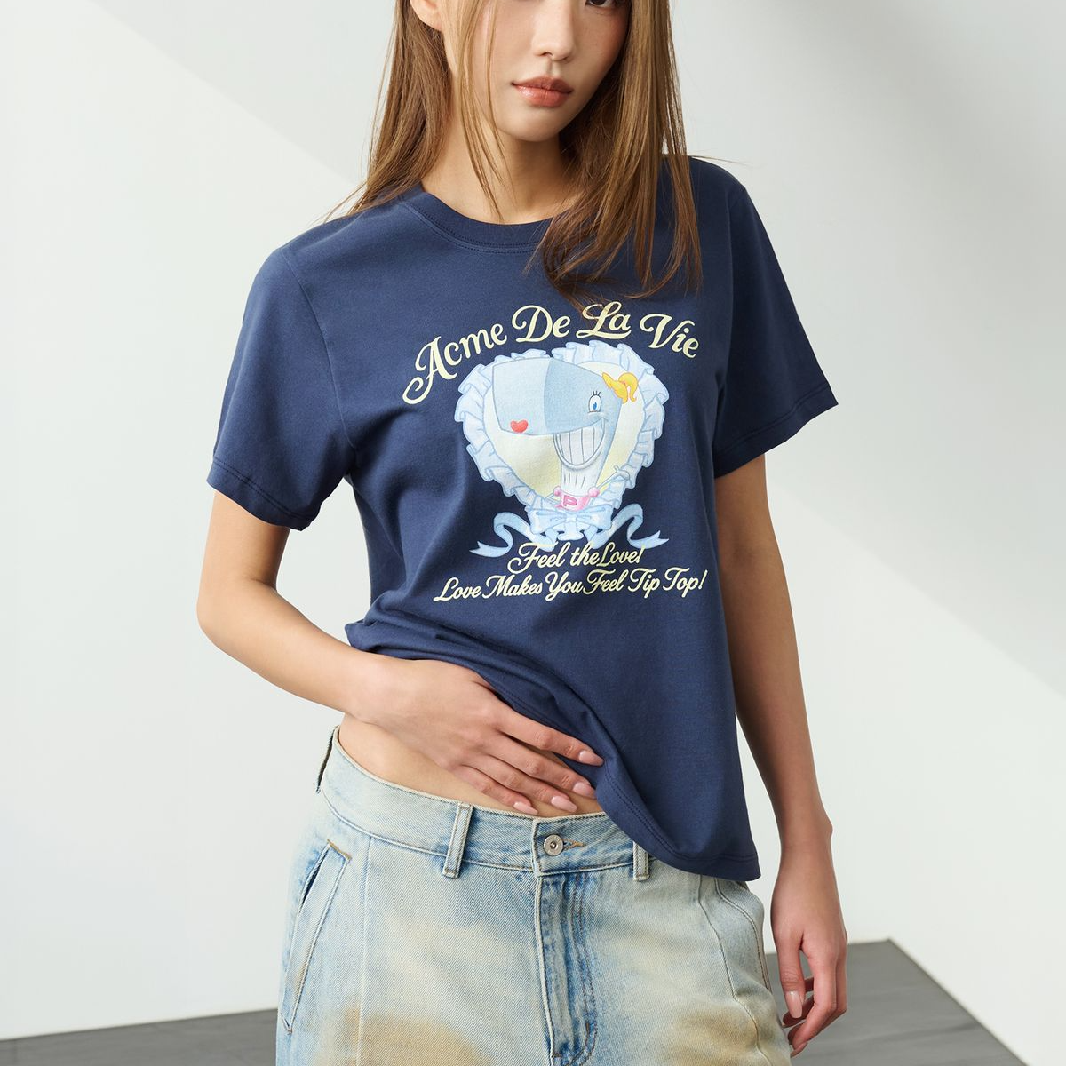 [ADLV x SpongeBob] WOMAN HEART PEARL SHORT SLEEVE T-SHIRT (2種)