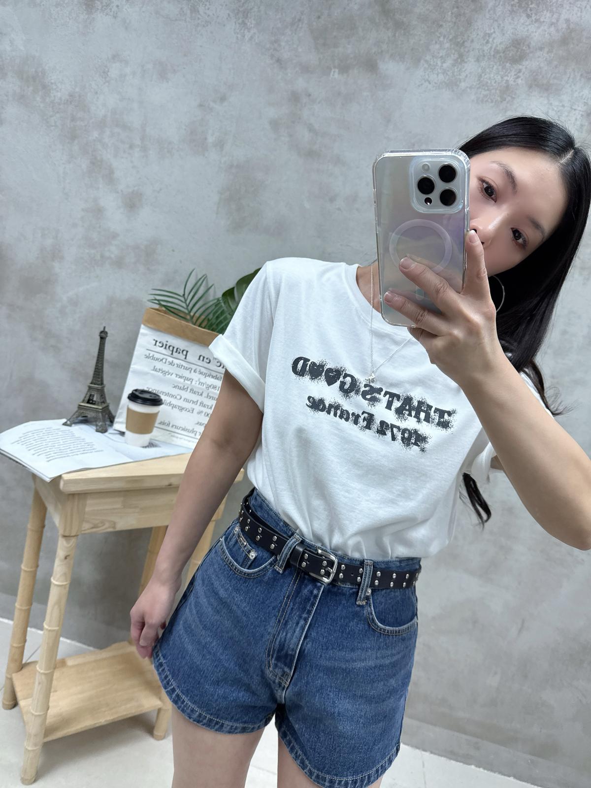 B14 噴漆字洗水棉Tee