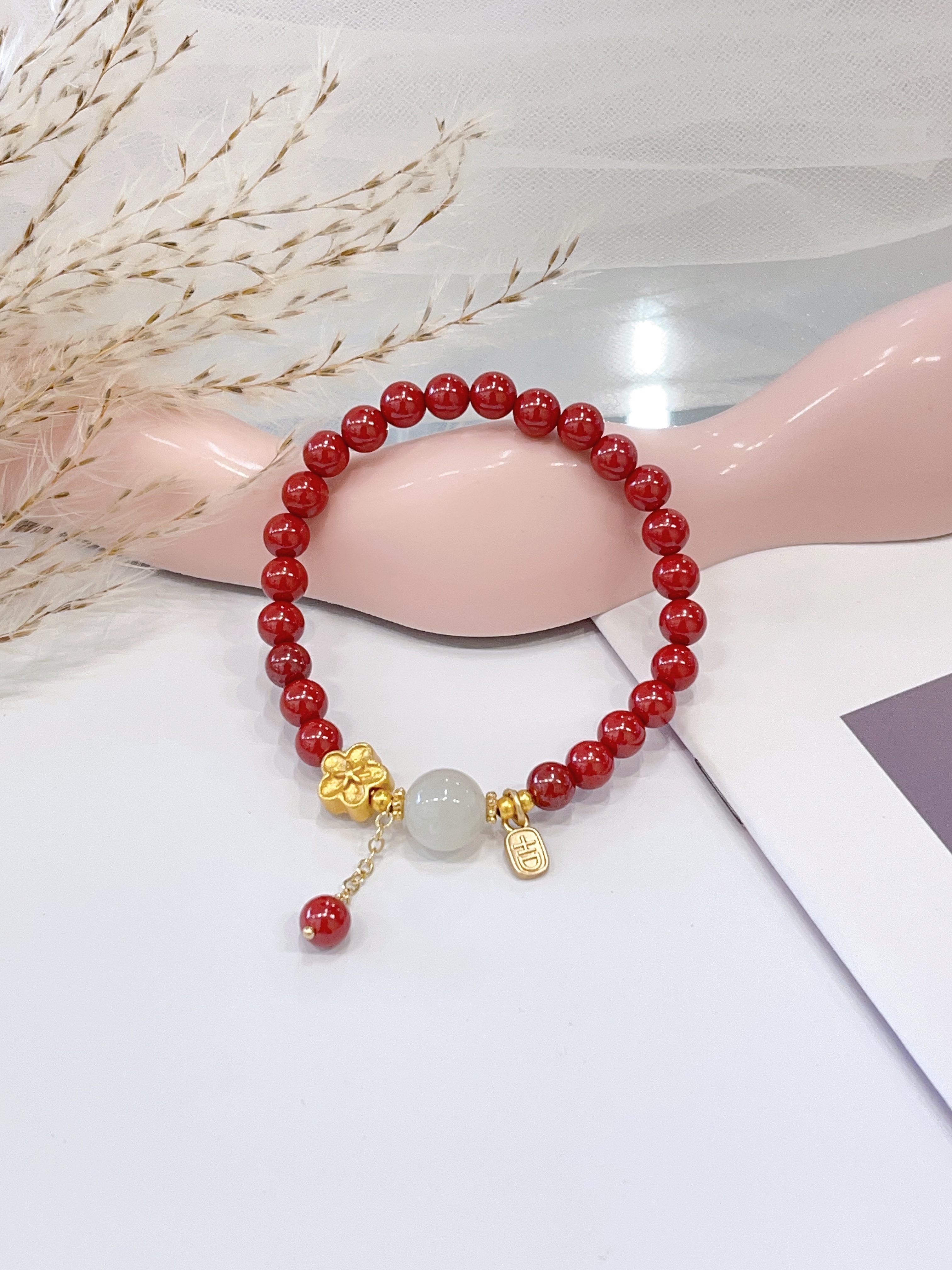 🌙✨ 帝王砂 × 白月光手串 Imperial Cinnabar Sand & Moonstone